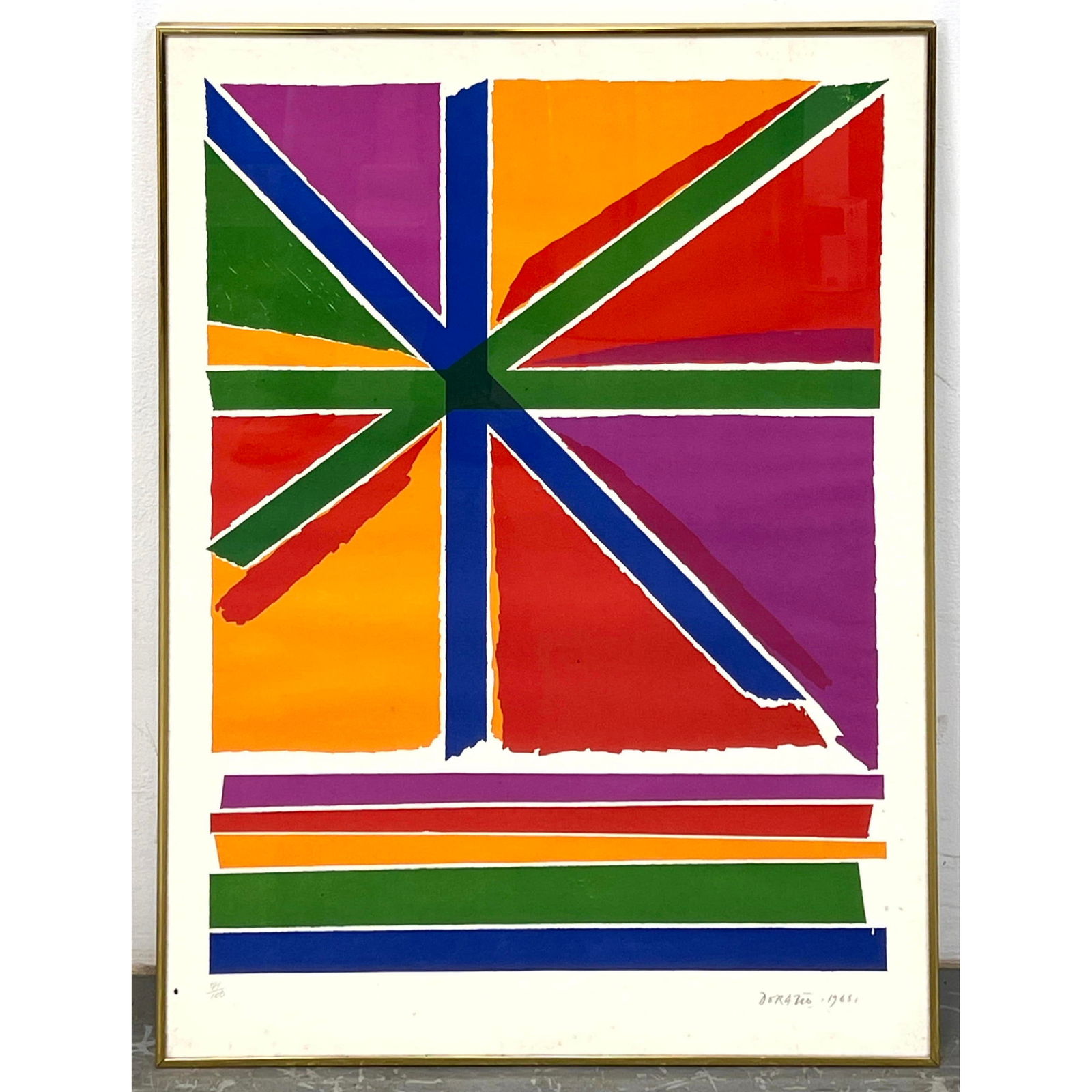 Signed PIERO DORAZIO Color Lithograph. "Untitled, XV." Bold Graphic Color Abstract Modernist Print. (1 of 10)