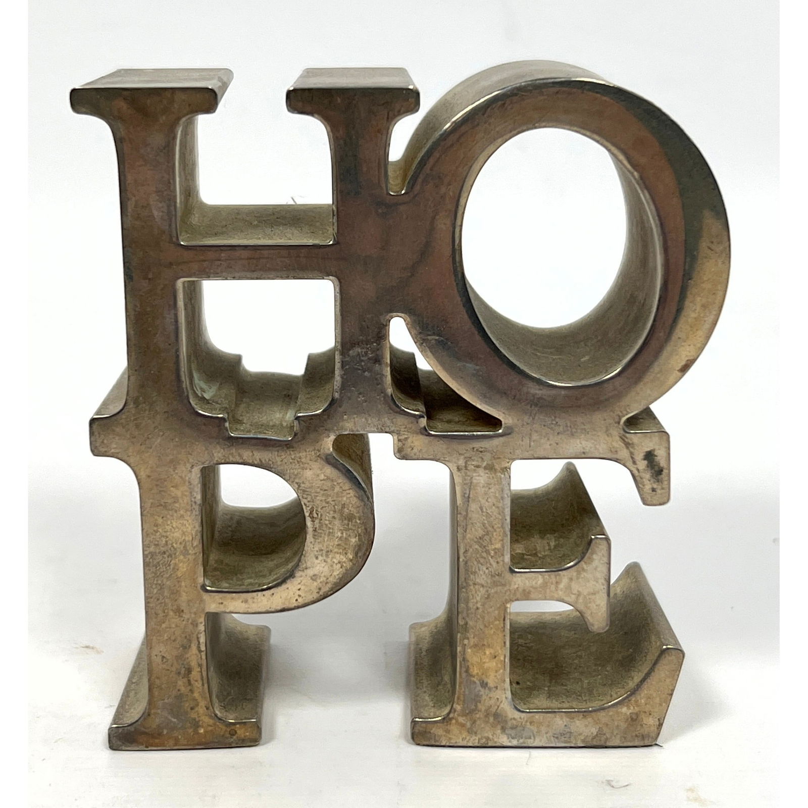 After Robert Indiana HOPE sculpture paper weight (1 of 10)