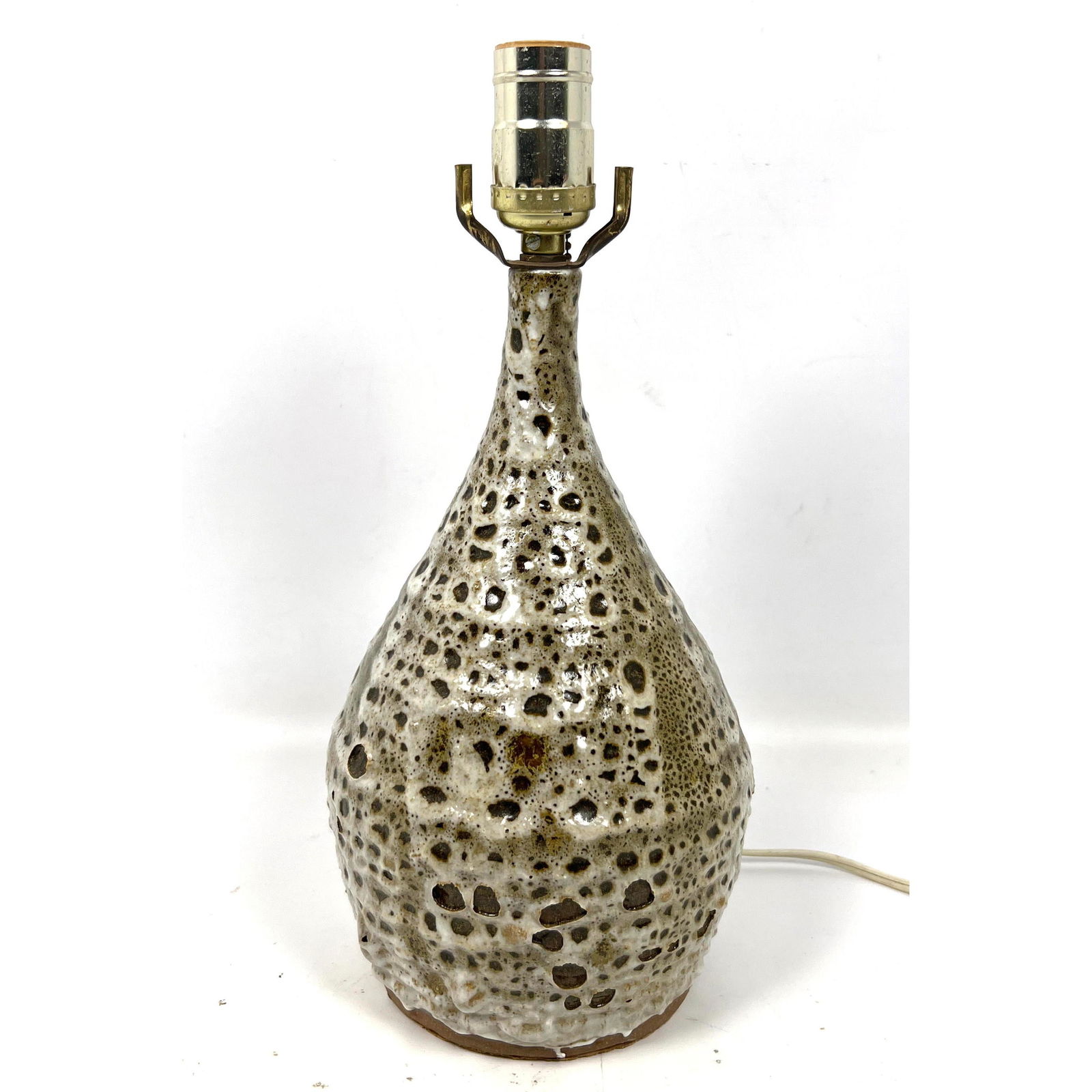 Lava Textured Glaze Pottery Mid Century Table Lamp. Nice Form. (1 of 11)