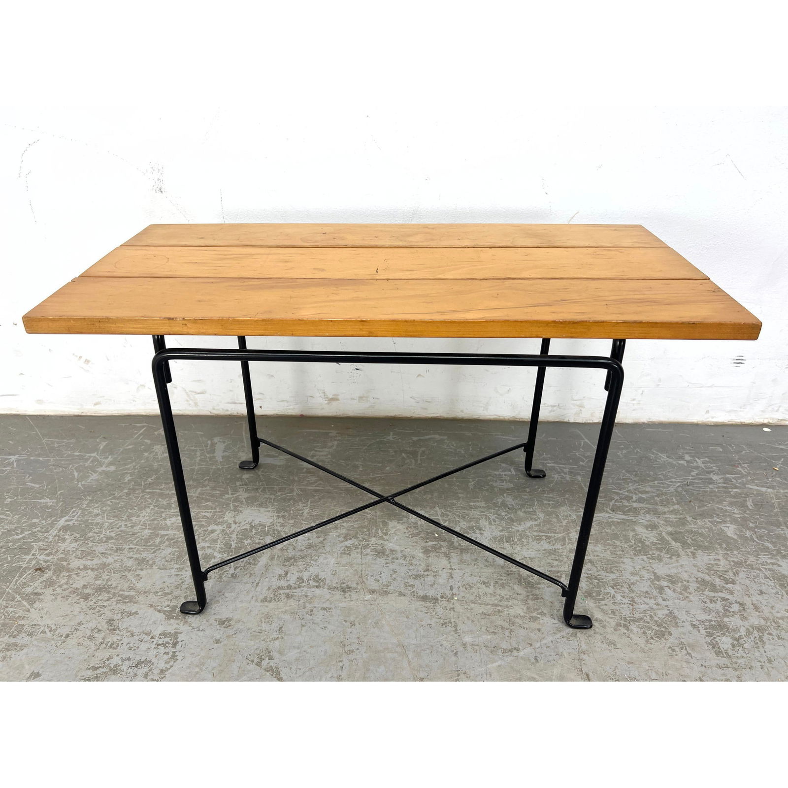 Mid Century Alan Gould Style Blonde Wood Iron Frame Side Table (1 of 11)