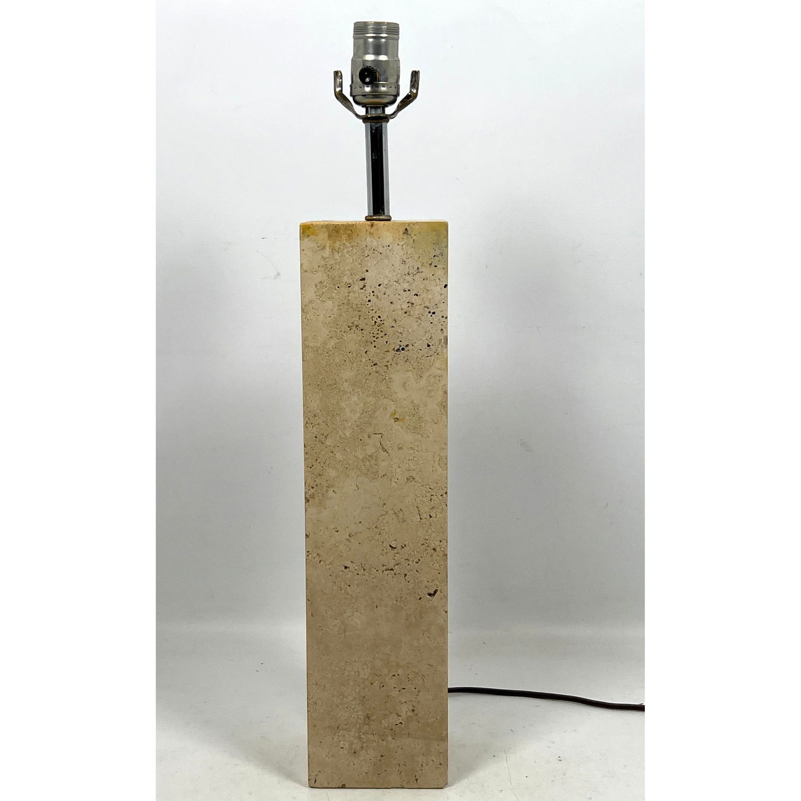 Travertine Square Column Table Lamp. Kovacs label. (1 of 10)