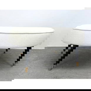 Oversized Adrian Pearsall Pouf Ottoman Stool 665-RO. Newly reupholstered.: Oversized Adrian Pearsall Pouf Ottoman Stool 665-RO. Newly reupholstered. Dimensions: Height: 17.5 inches, Width: 37 inches, Depth: 37 inches. --- - We offer curbside delivery for most items to NYC, M