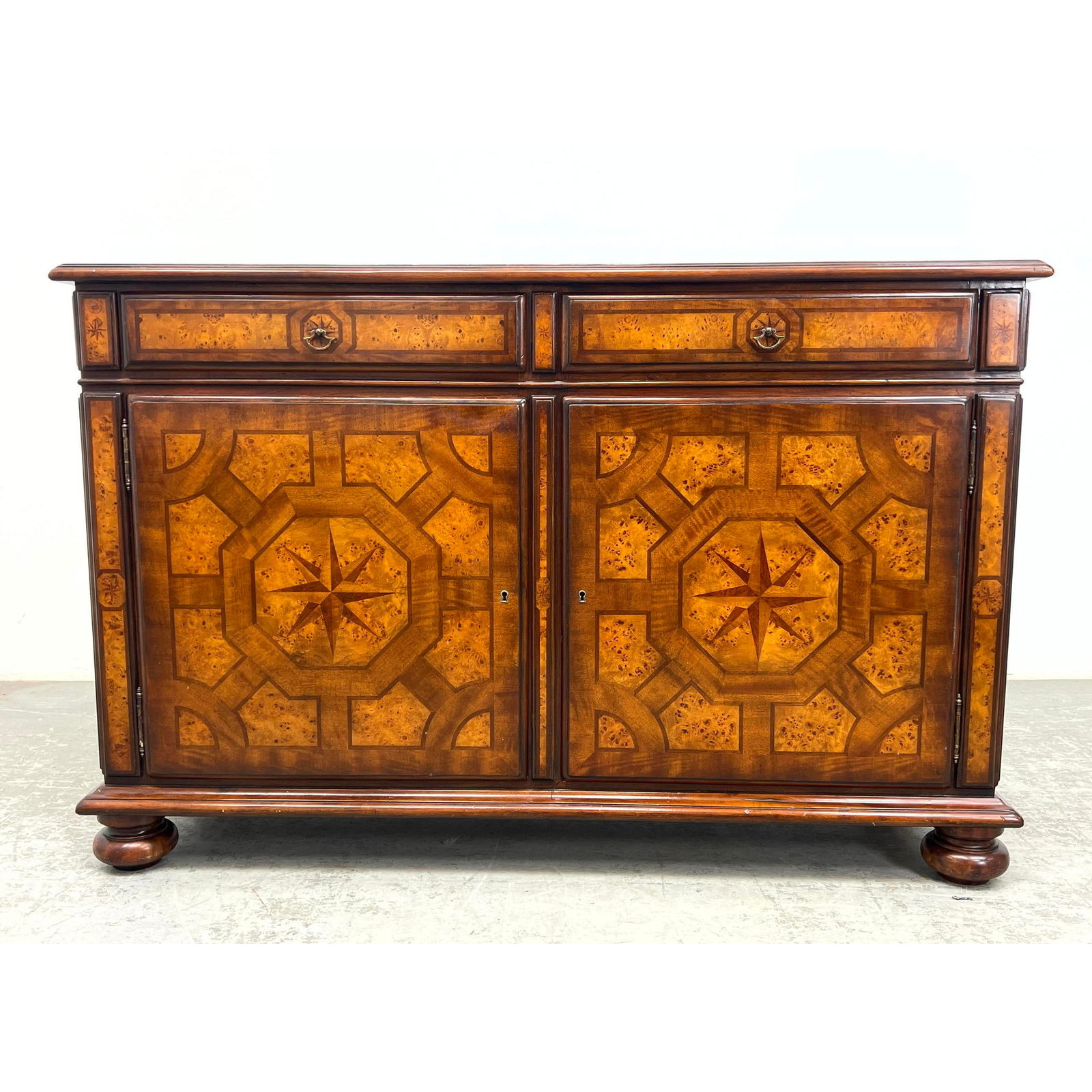 THEODORE ALEXANDER Painted 2 Door Credenza. Label. Burl veneer. (1 of 16)