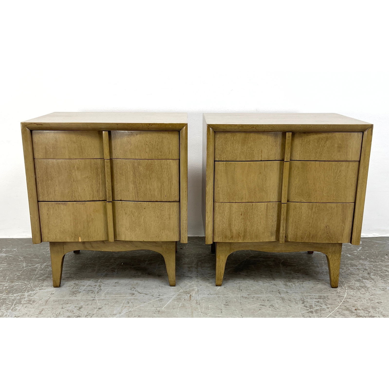 Pair American Modern Side Table Night stands.  Light Finish. American of Martinsville. (1 of 15)