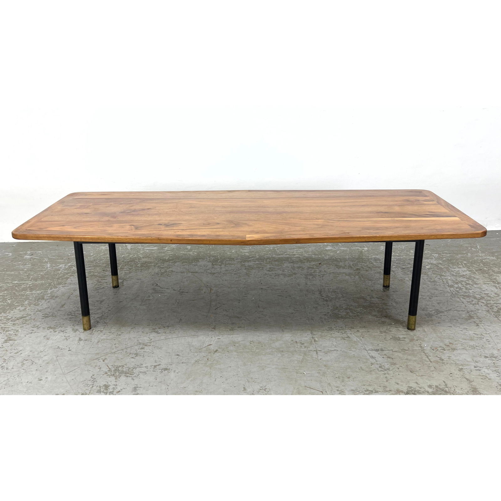 ORGANIC MODERNISM Contemporary Wood Coffee Table. Metal Legs and Base Frame. Label. (1 of 9)