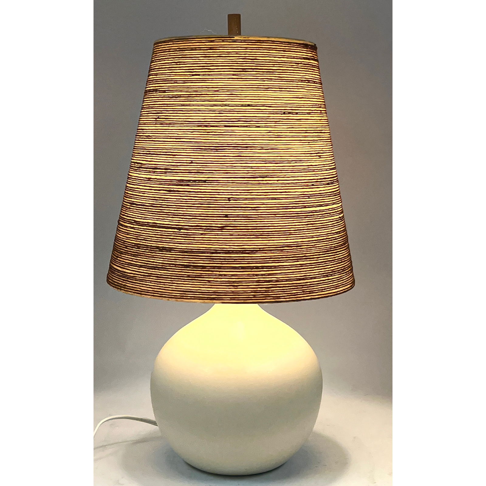 Danish Modern Lotte and Gunnar Bostlund Glazed Ceramic Lamp with Original Shade (1 of 13)