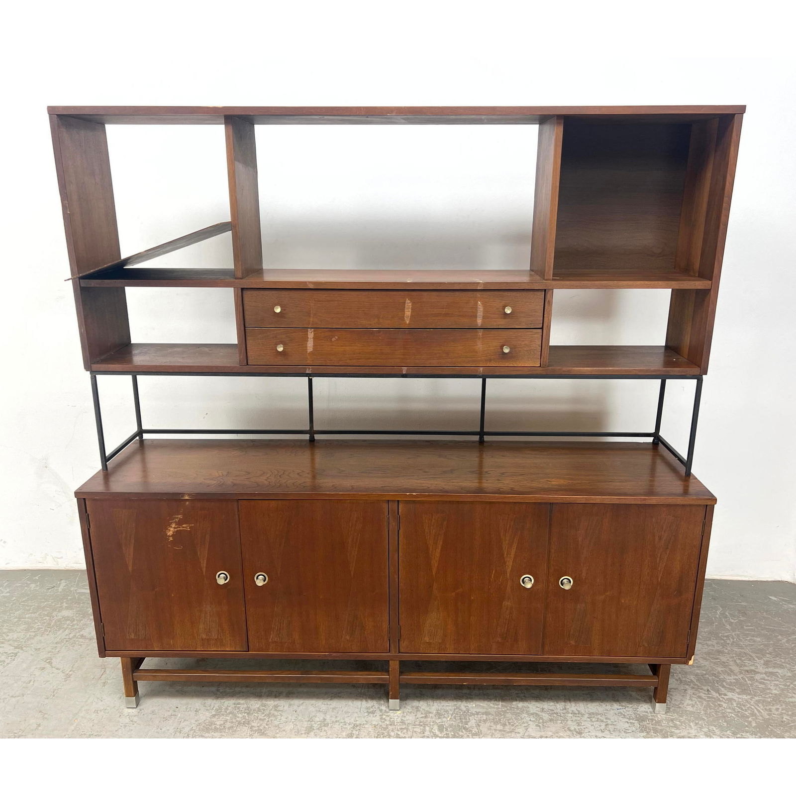 Stanley American Modern Credenza Cabinet with Iron Base Top. (1 of 19)