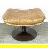 Artifort style Leather Cushion Ottoman. Mid Century Modern Design. Pedestal Base.