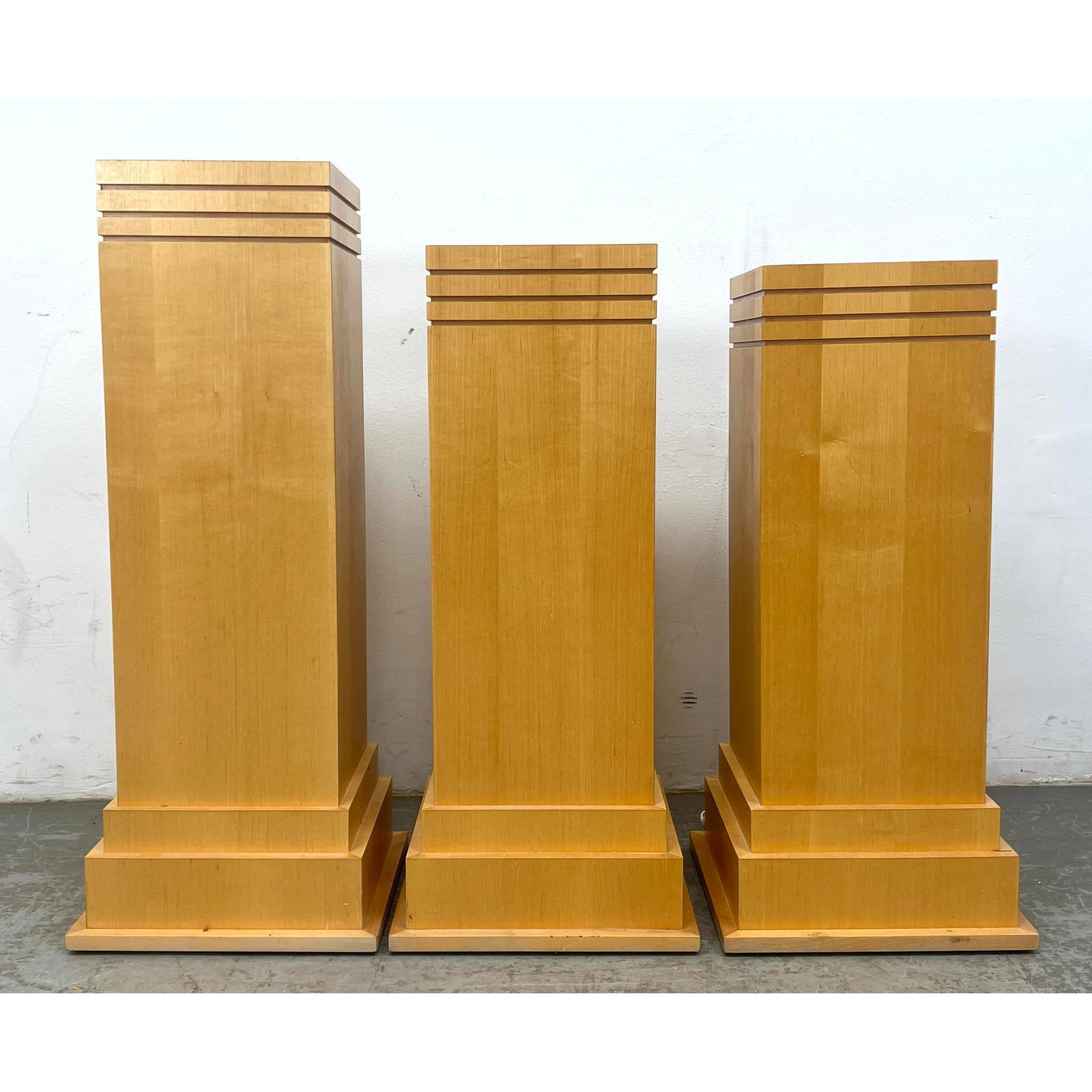 Set of 3 Decorative Studio made. Wood Pedestals with Glass Light up Tops. Can be linked together. Ho (1 of 19)