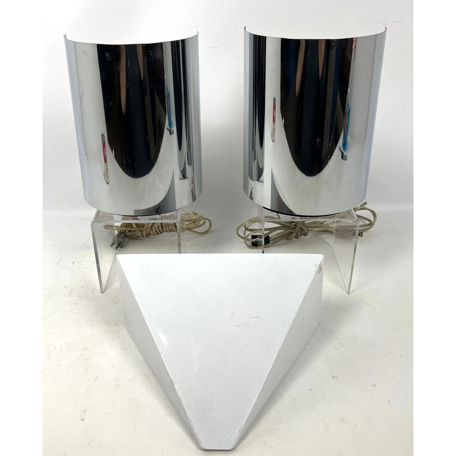 3pcs Mid Century Modern Wall Sconces.  C. Jere style chrome sconces with plugs, along with a postmod (1 of 17)