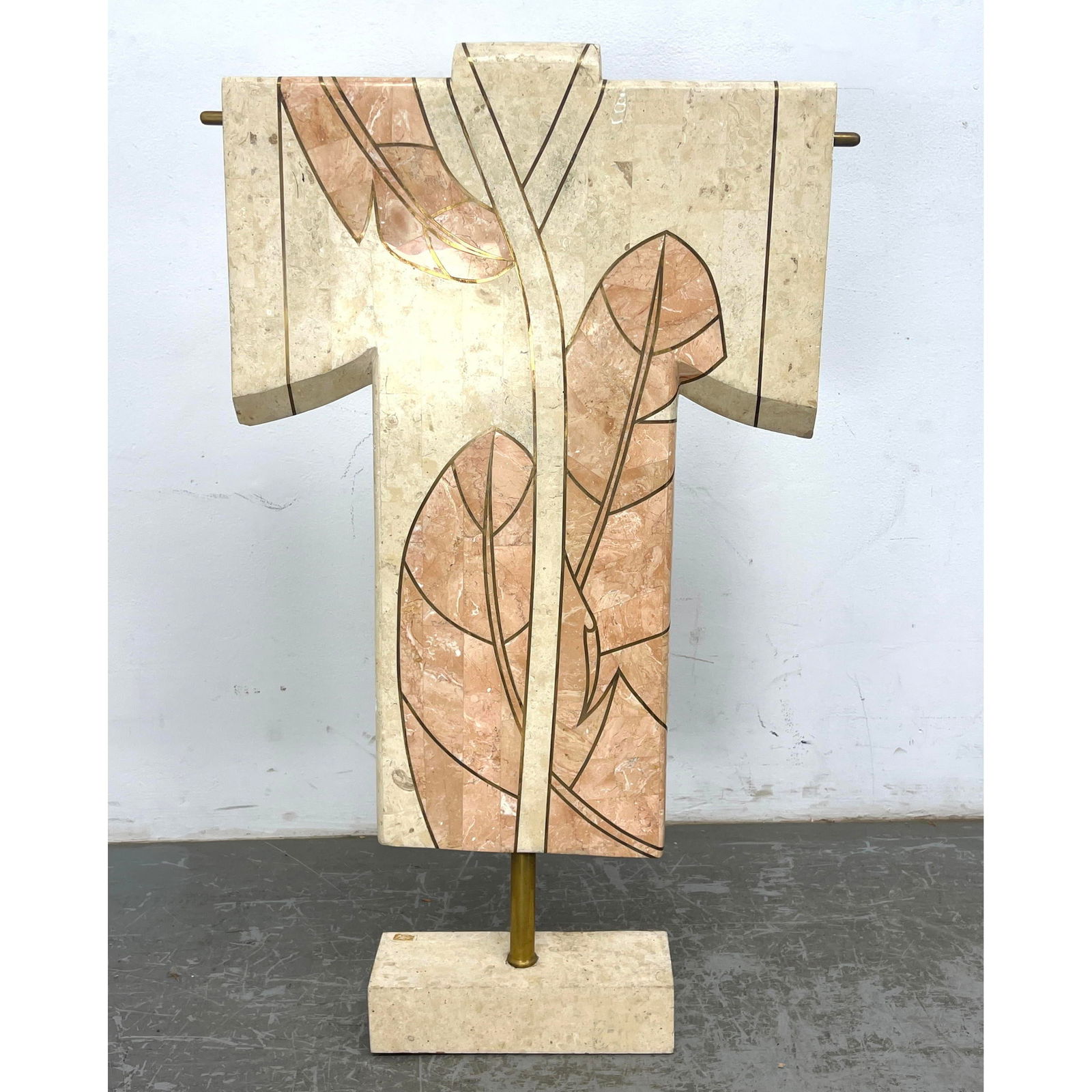 Decorative Marble and Stone Kimono Sculpture. Tessellated Tiles. Brass Inlay Trim.  Maitland Smith s (1 of 12)