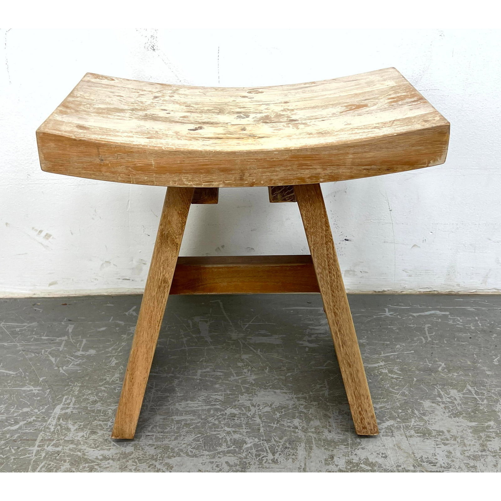 Asian Style Curved Top Stool with Spline end design.: Asian Style Curved Top Stool with Spline end design. Dimensions: Height: 18.5 inches, Width: 18 inches, Depth: 11.75 inches. --- - We offer curbside delivery for most items to NYC, Manhattan, Close Br
