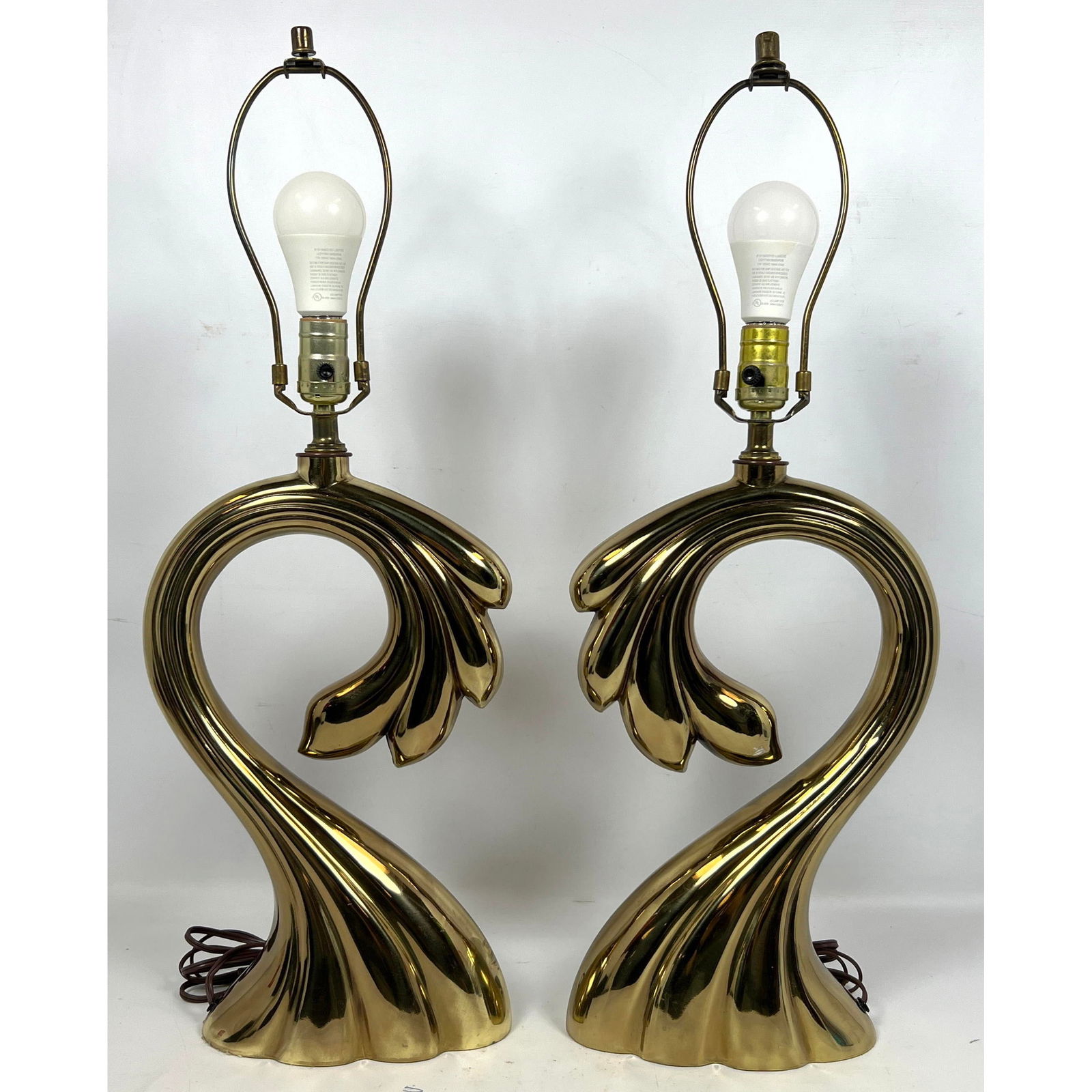 Pair Brasstone Sculptural Lamp by Laurel Lamp Company attribution, brass finish. Unsigned. (1 of 11)