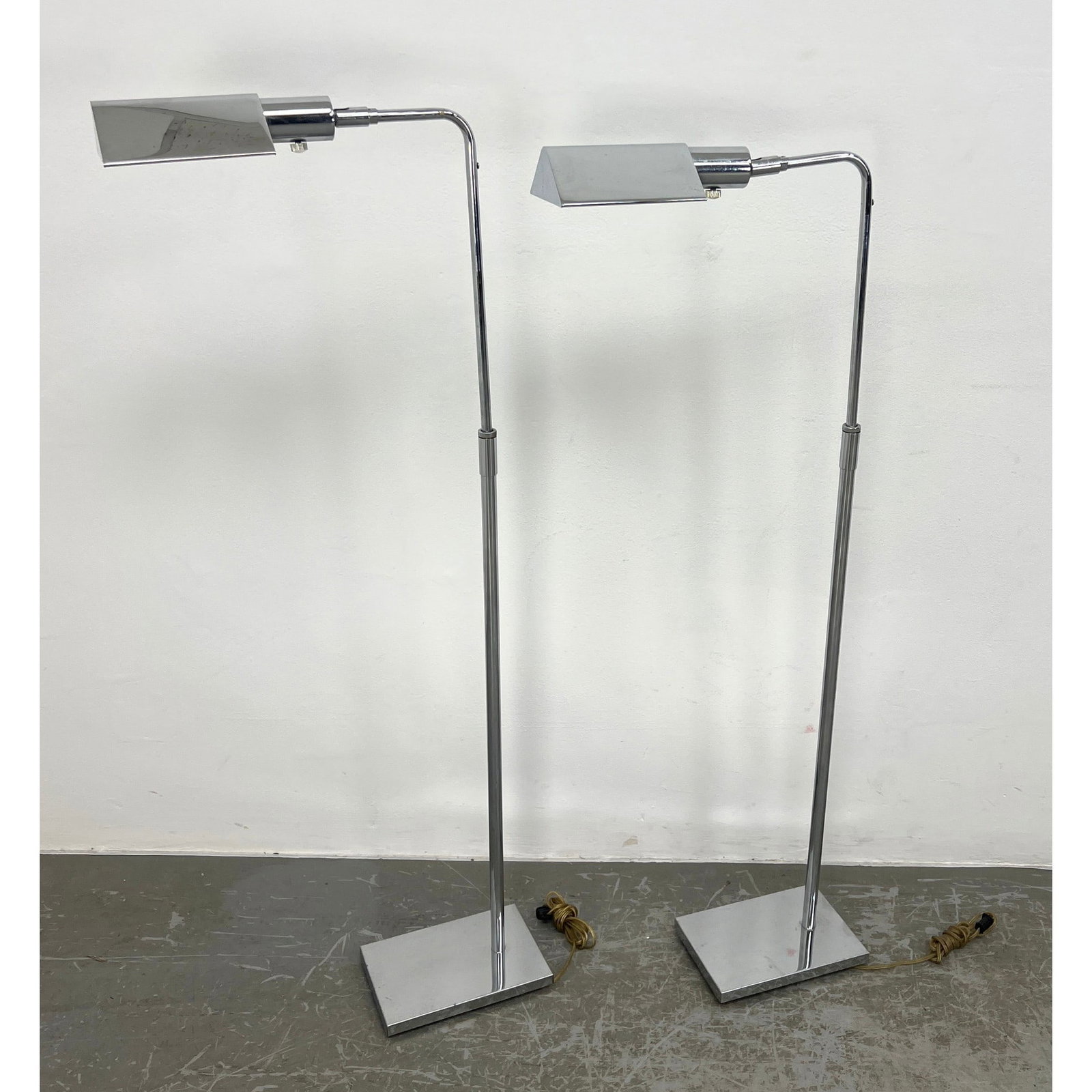Pair Koch and Lowy adjustable chrome lamps Marked  OMI (1 of 16)
