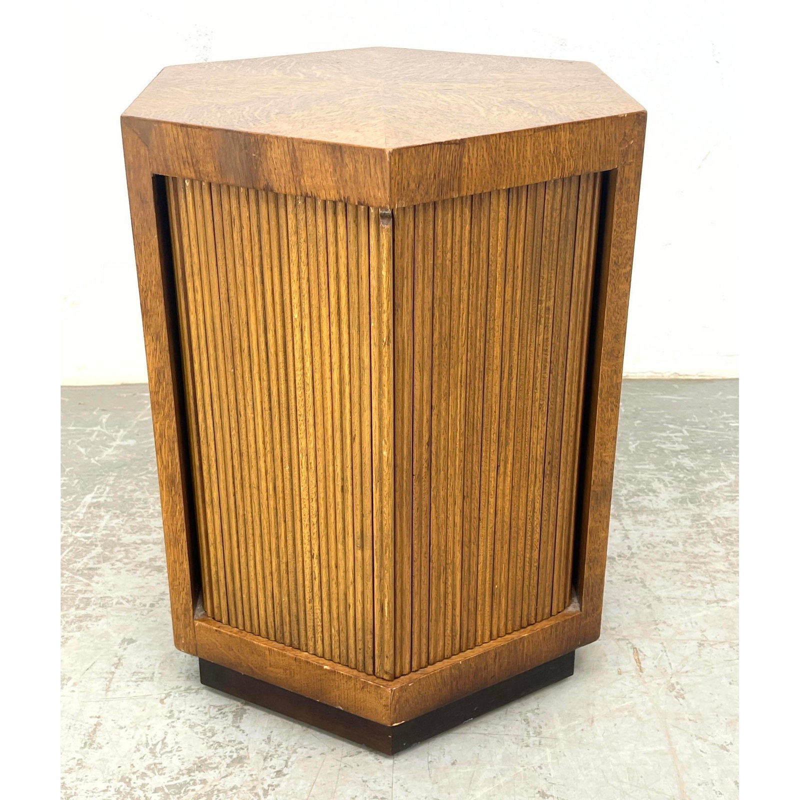 Mid Century Hexagon Storage Side Table with Tambour Doors. American Modern (1 of 11)