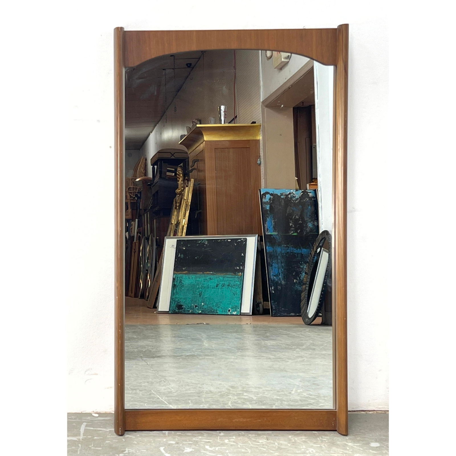 Vintage American Mid Century Walnut Frame Wall Mirror (1 of 10)