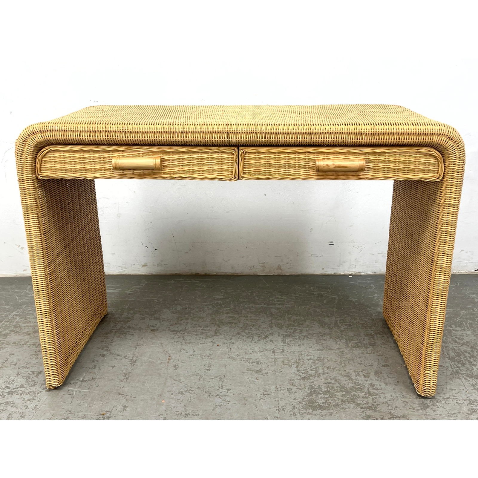 Wicker Rattan Vanity Desk. Natural Finish. (1 of 13)