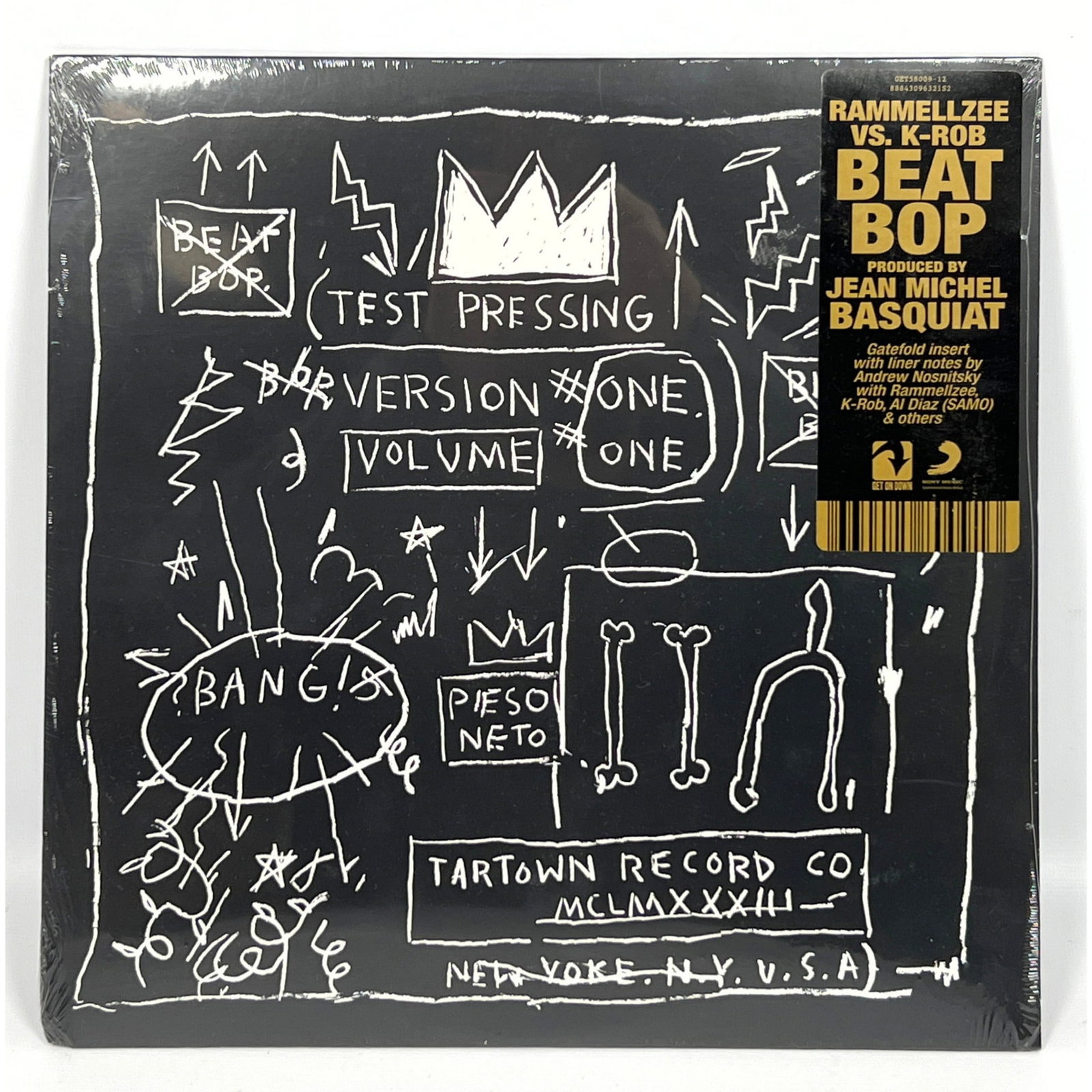 2014 reissue Basquiat cover art K Rob vinyl record: 2014 reissue Basquiat cover art K Rob vinyl record Dimensions: Height: 12 inches, Width: 12 inches. --- US Packing and Shipping charge: In house shipping available. Will be calculated once destination