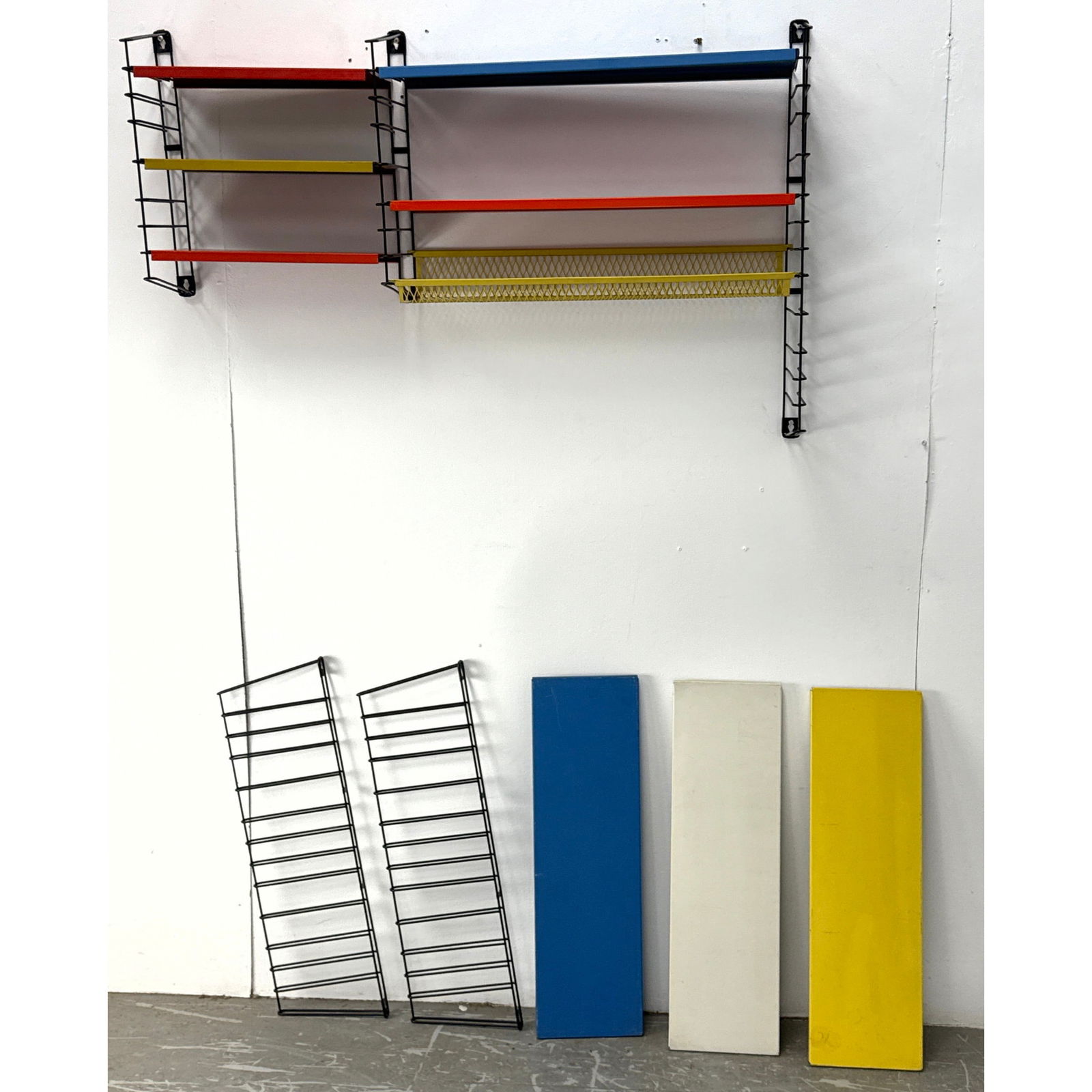 Colorful Tomado, Netherlands, Hanging Wall Shelf.  Adriaan Dekker. 5 -26 inch shelves. 3-14.5 inch s (1 of 8)