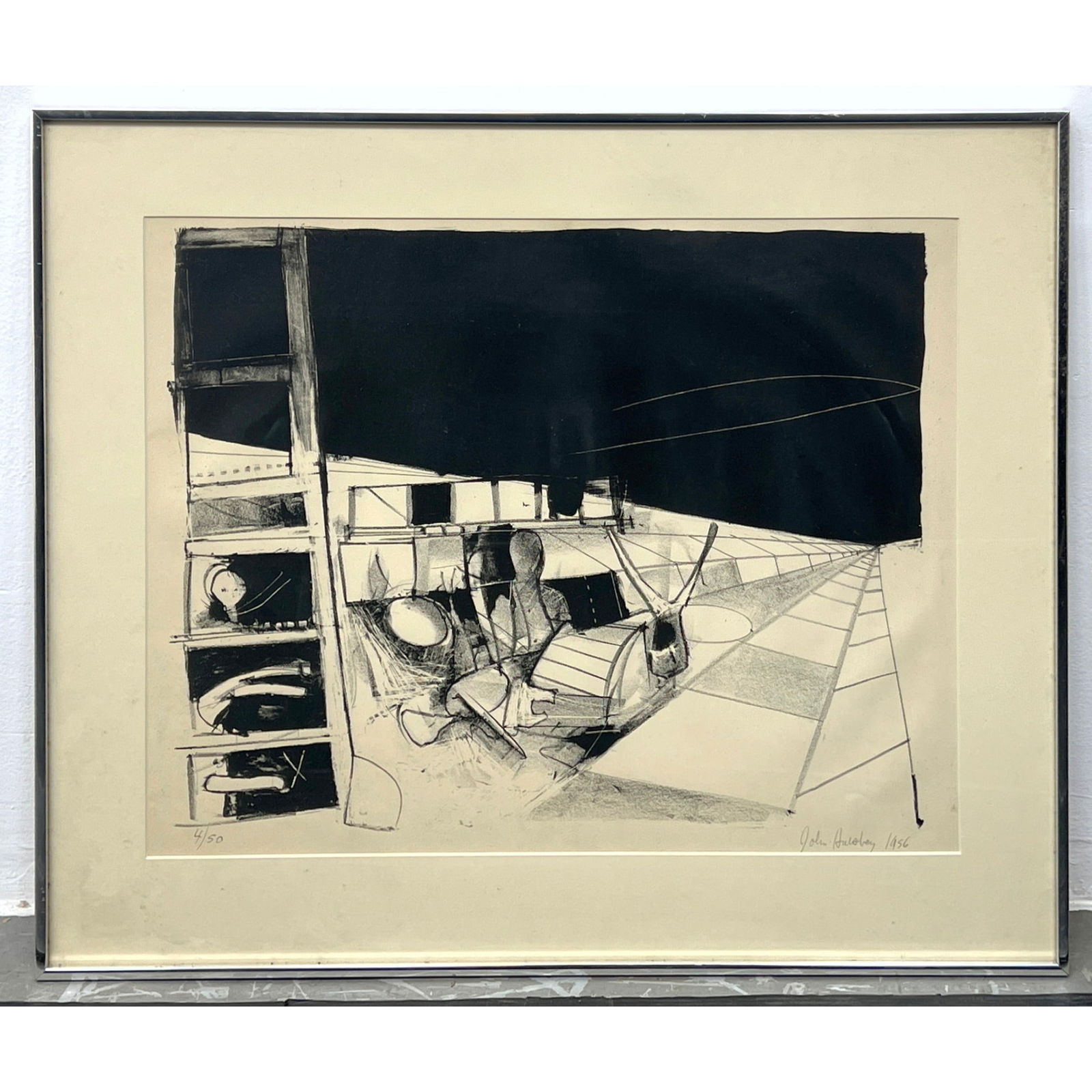 JOHN HULTBERG 1956 Lithograph. Modernist Abstract Landscape. Pencil Signed. Dated (1 of 9)