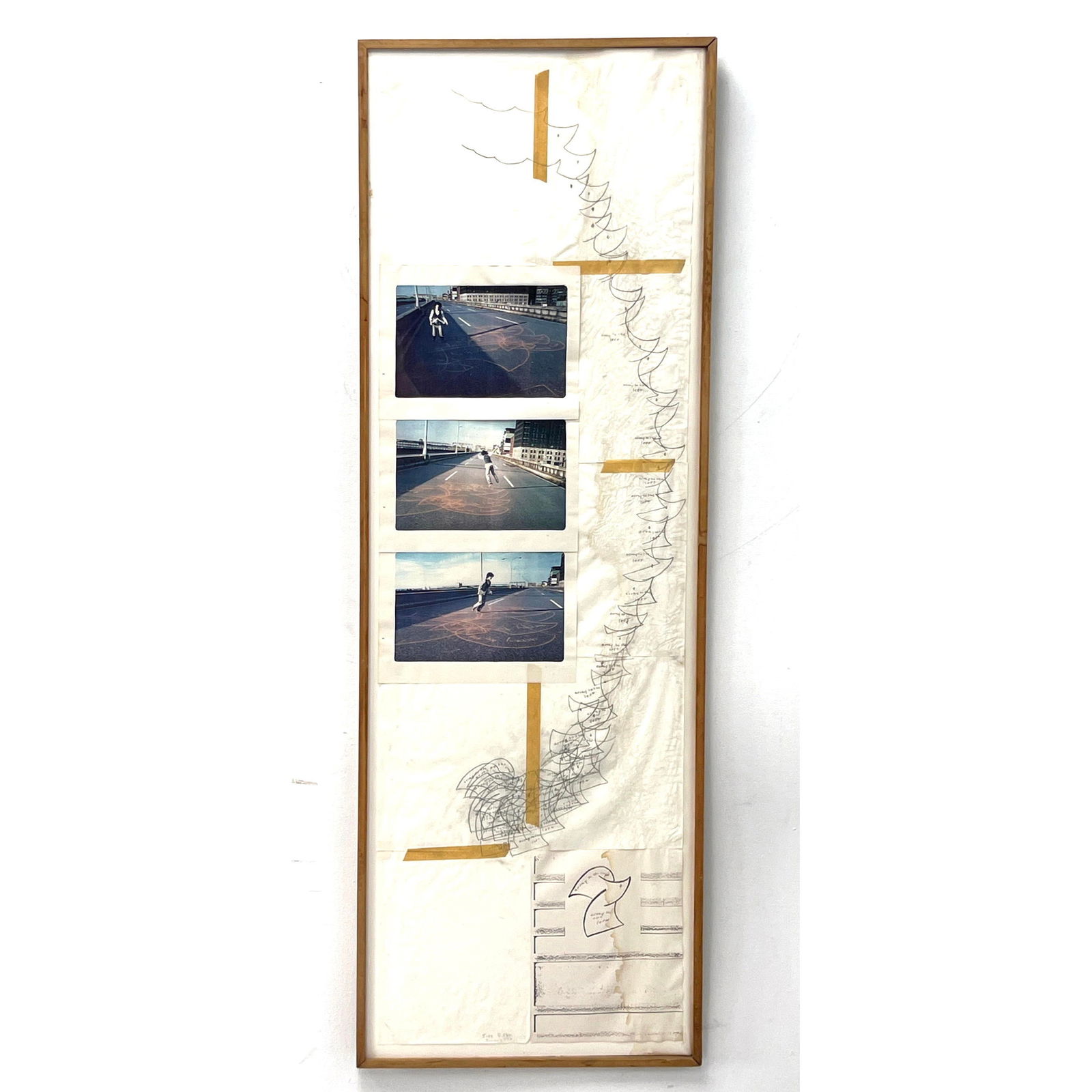 Judy Rifka 1976 Collage Art. Array to the Left, Array to the Right.: Judy Rifka 1976 Collage Art. Array to the Left, Array to the Right. Dimensions: Height: 57.5 inches, Width: 19.25 inches. --- - We offer curbside delivery for most items to NYC, Manhattan, Close Brook