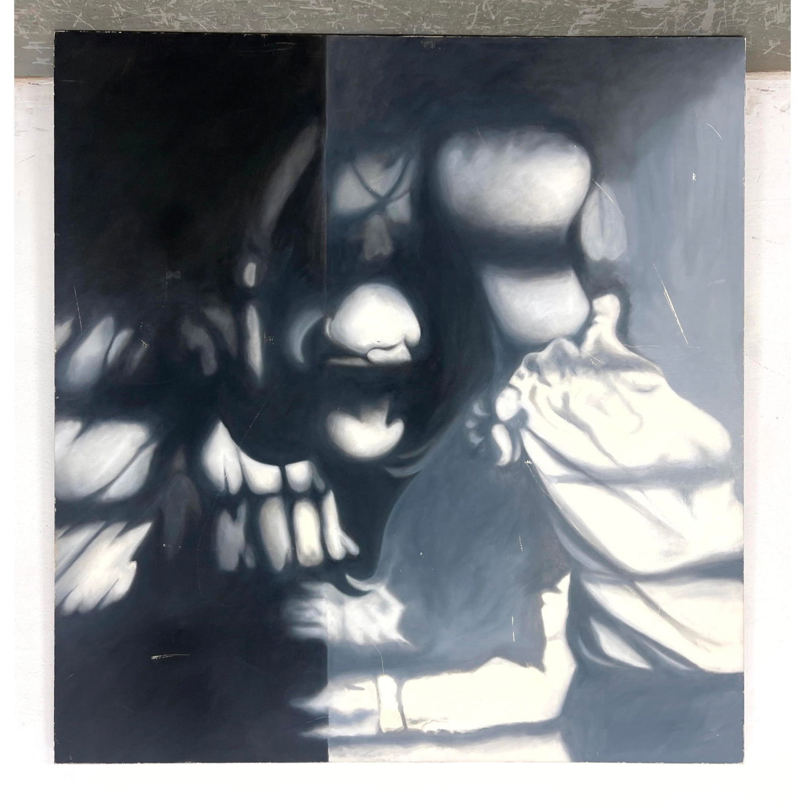 Large Monochromatic Impressionist Acrylic on Canvas Painting. Abstract Modern. 1983 Bull.: Large Monochromatic Impressionist Acrylic on Canvas Painting. Abstract Modern. 1983 Bull. Dimensions: Height: 47.5 inches, Width: 47.5 inches. --- - We offer curbside delivery for most items to NYC, M