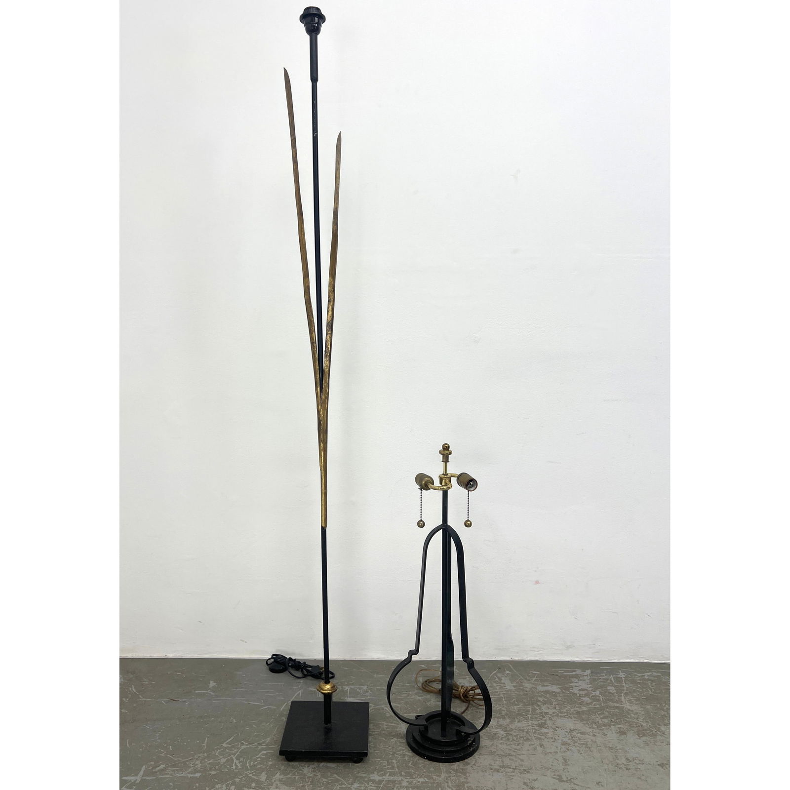 2pcs Vintage Iron Lighting.  French style floor lamp and Strap Table Lamp. (1 of 17)