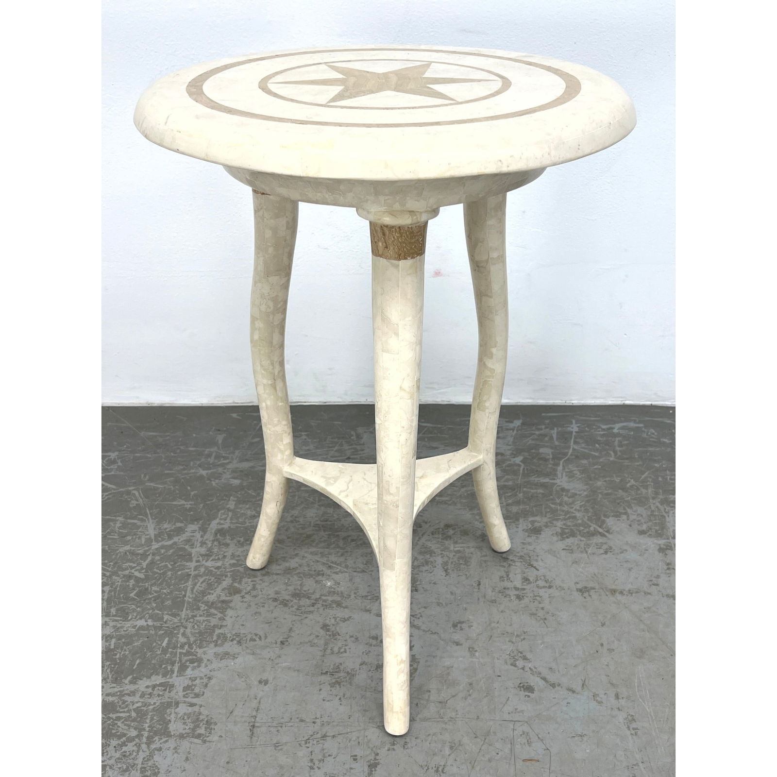 Maitland Smith Tessellated Stone Side Table. Star design. Fern plant stand. (1 of 9)