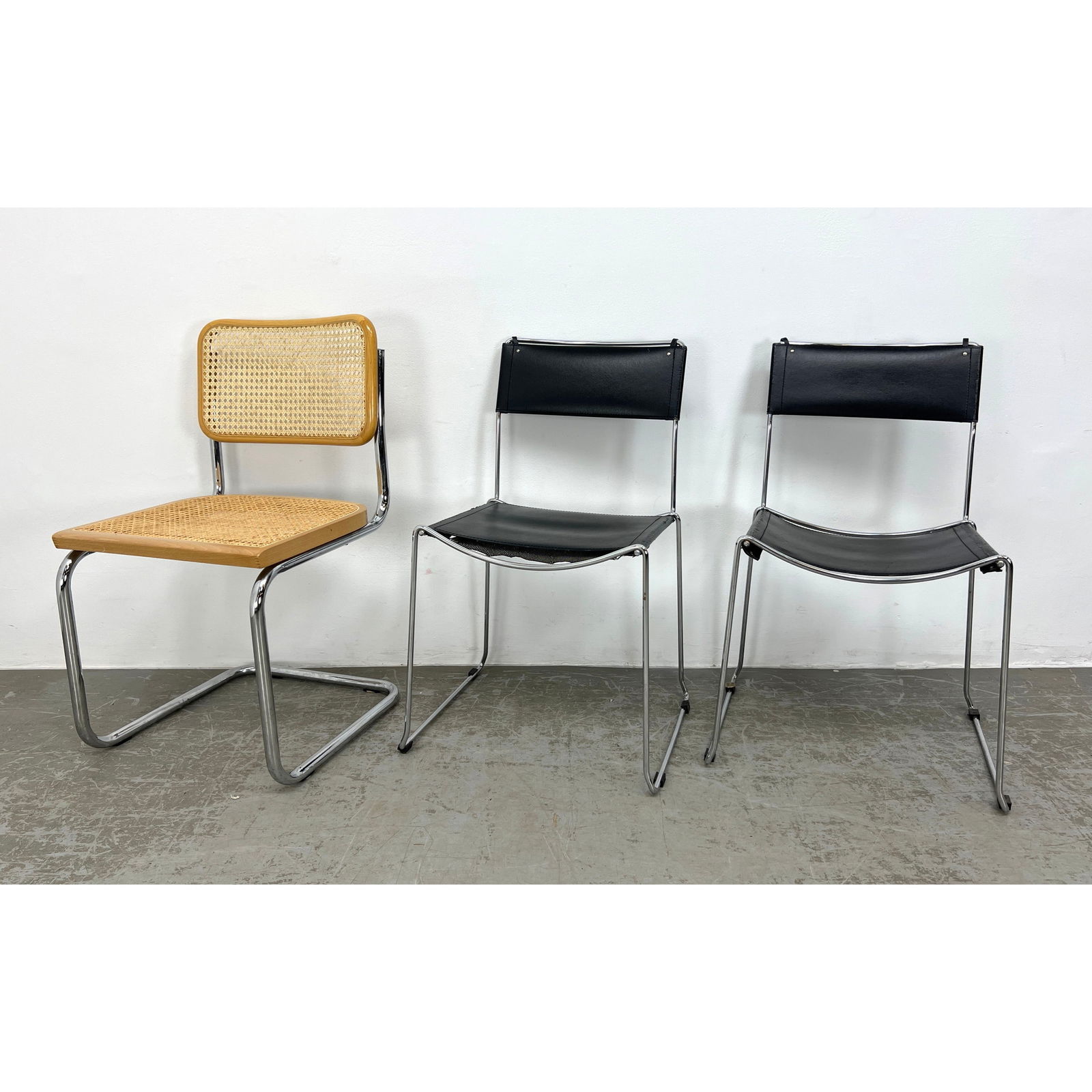 3pcs.  Marcel Breuer style Cesca chair made in Italy, 2 Giulietta stacking dining chairs. (1 of 20)