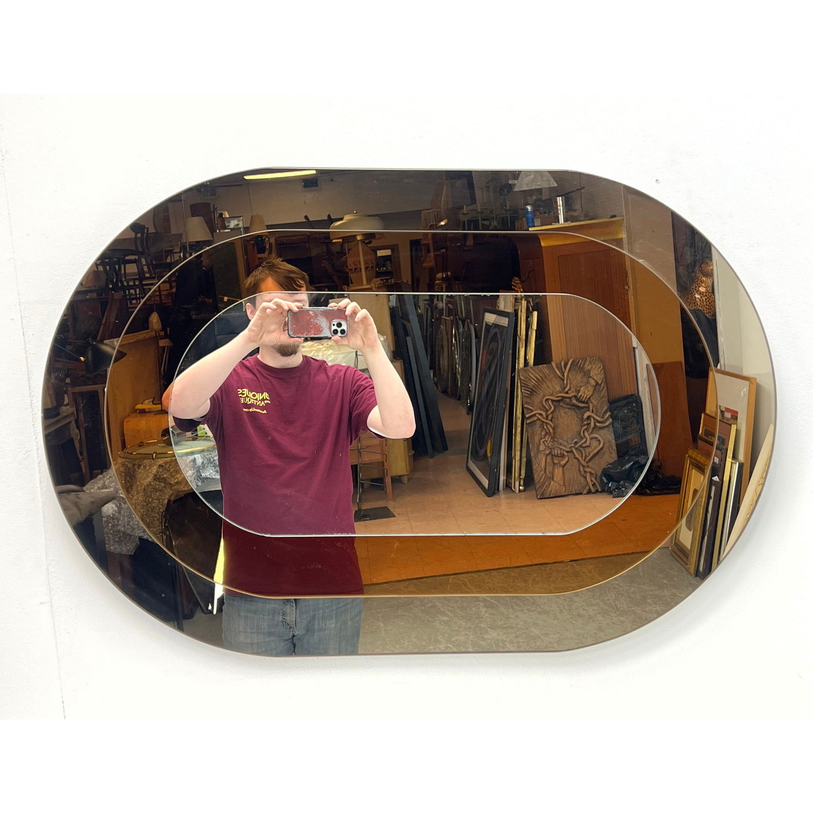 Decorator  Three Layer Wall Mirror with gold band. (1 of 8)