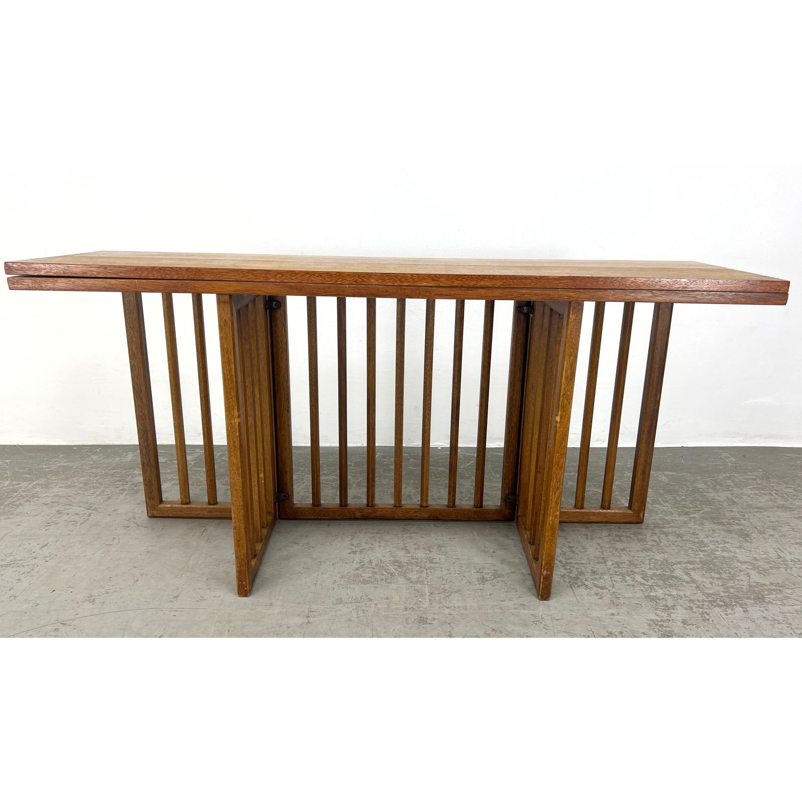 Broyhill Premier flip-top console or dining table with sculpted base and expandable design. (1 of 11)