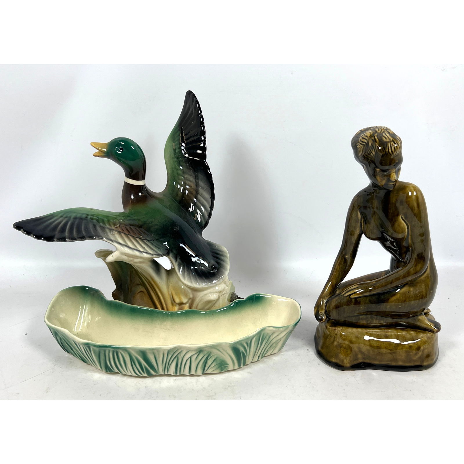 2pcs 50s Modern.  Lane and Co California Planter lamp and Thai Celadon Figure. (1 of 17)