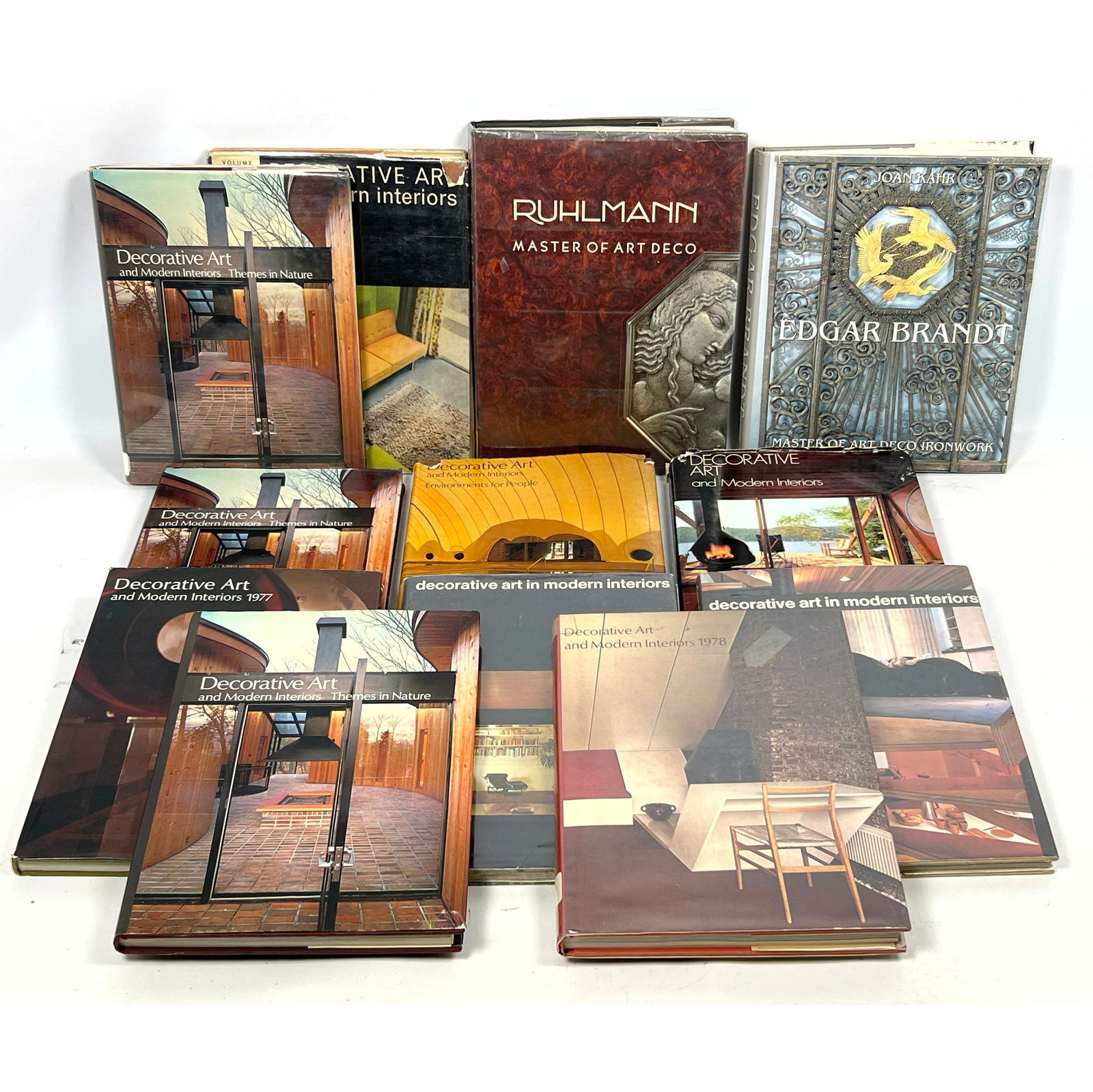 12 Modern Interior Design Books. EDGAR BRANDT; RUHLMANN, "Decorative Art Modern Interiors": 12 Modern Interior Design Books. EDGAR BRANDT; RUHLMANN, "Decorative Art Modern Interiors" Dimensions: Height: 12.5 inches, Width: 9 inches, Depth: 1 inches. --- US Packing and Shipping charge: In hou