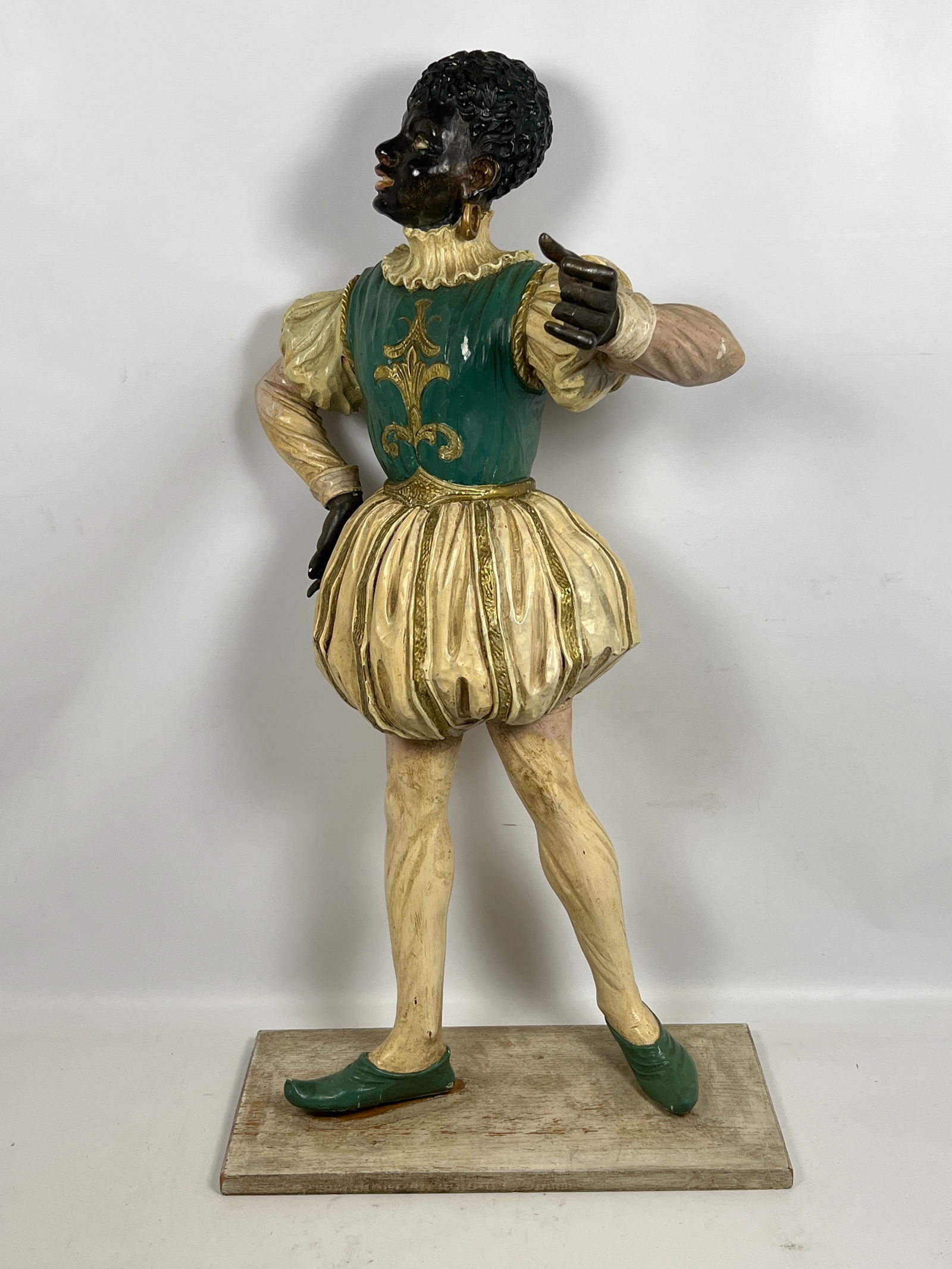 Vintage Polychrome Painted Blackamoor Figure. Mounted on Wood Stand. Italian Carved wood. (1 of 12)