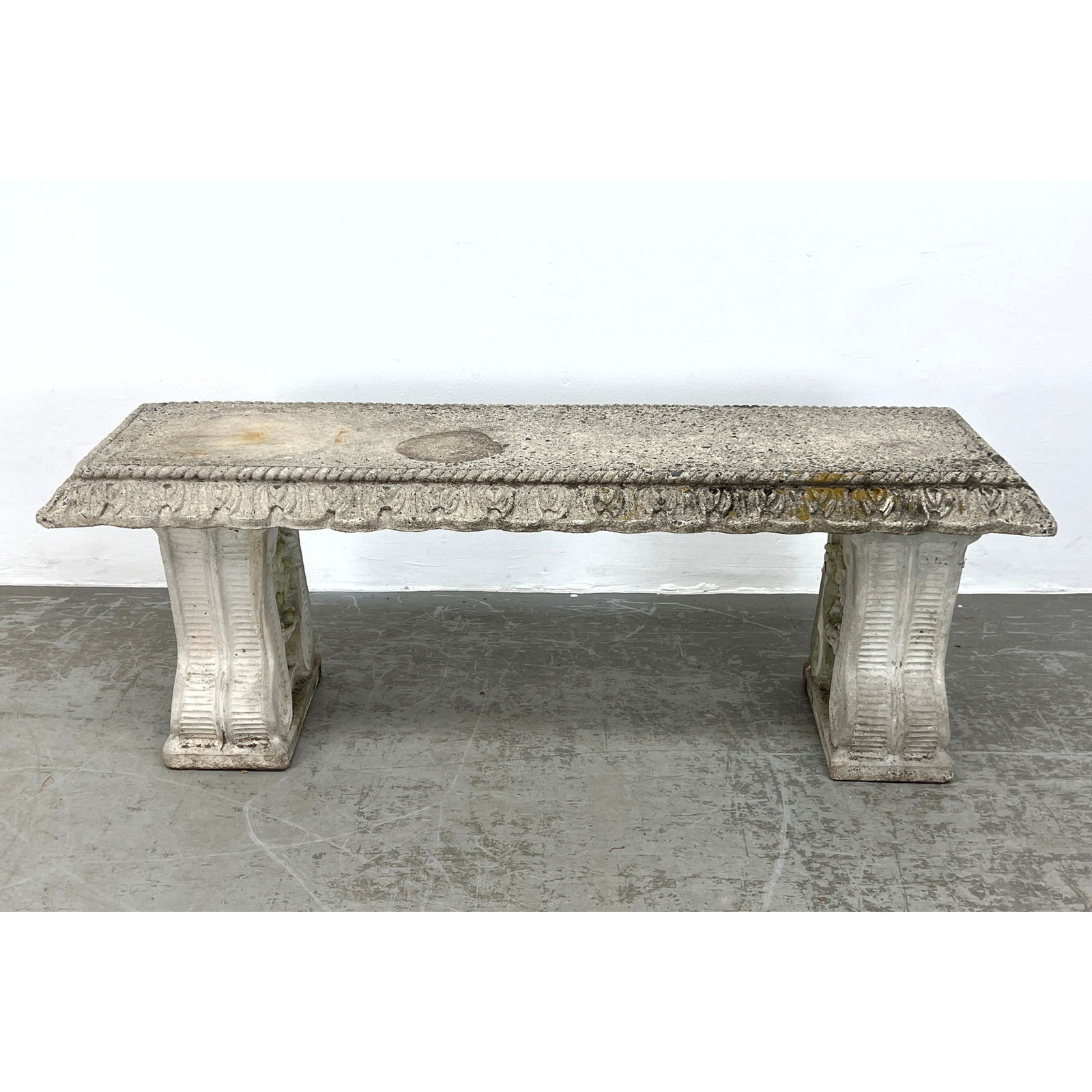 Cast Stone 3 Part Garden Bench.  Grape and urn design. (1 of 11)