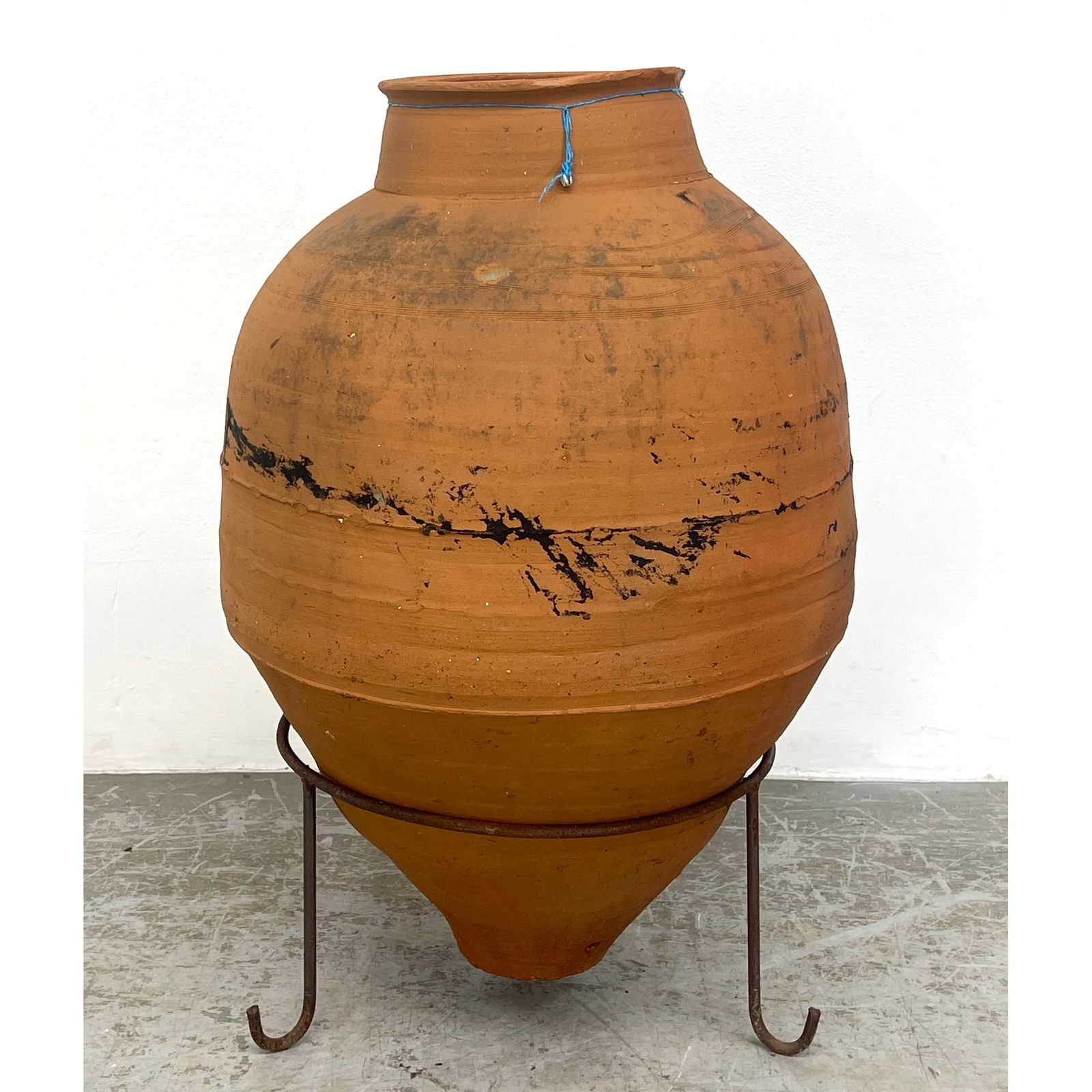 Large Terra Cotta planter Olive Jar on metal base. (1 of 10)