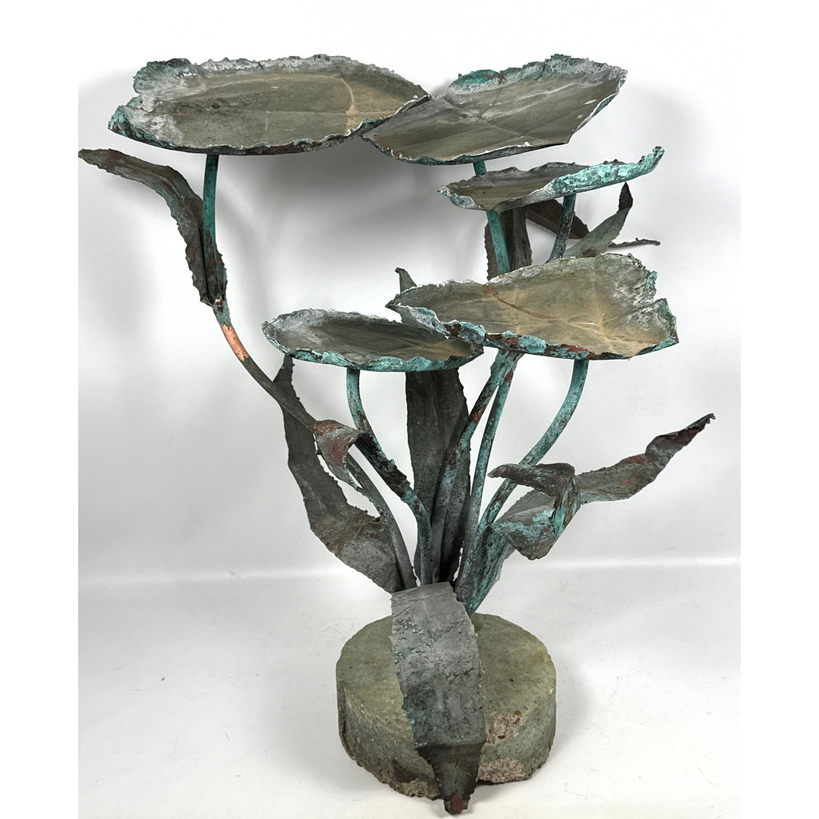 Copper  Lily pad Garden Sculpture. Concrete base. (1 of 10)