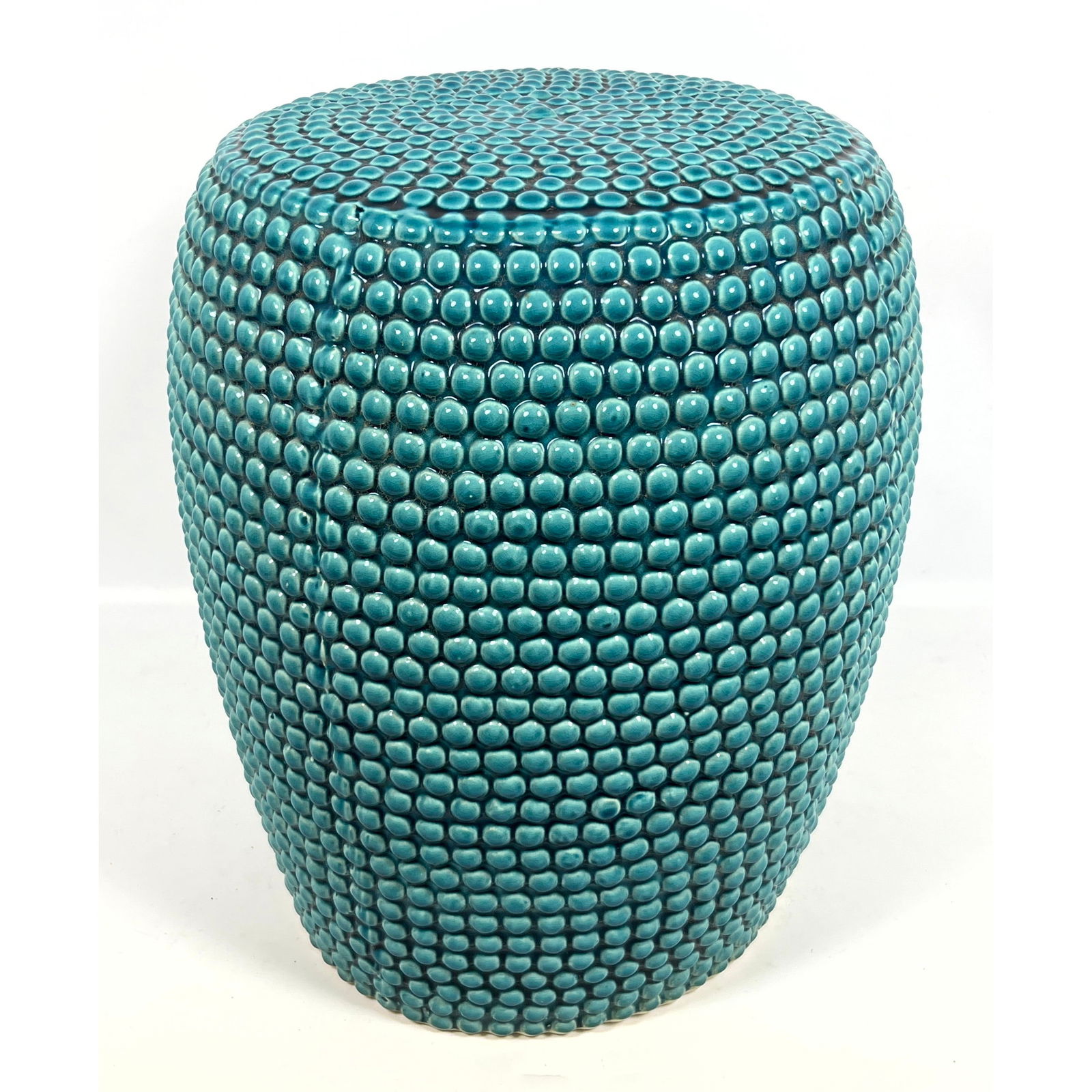 Rich Turquoise Glazed Garden Seat Stool. Pimpled Texture Form. Garden. Outdoor. Patio. Sun room. Pla (1 of 10)