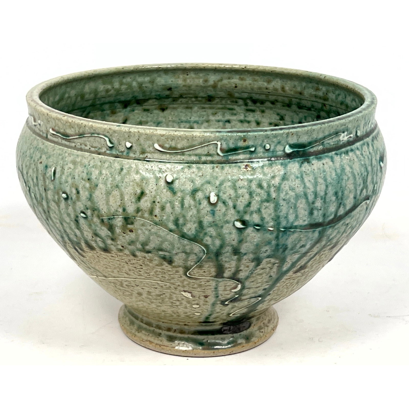 Artist Signed American Studio Glazed Pottery Bowl. Illegible mark. (1 of 10)