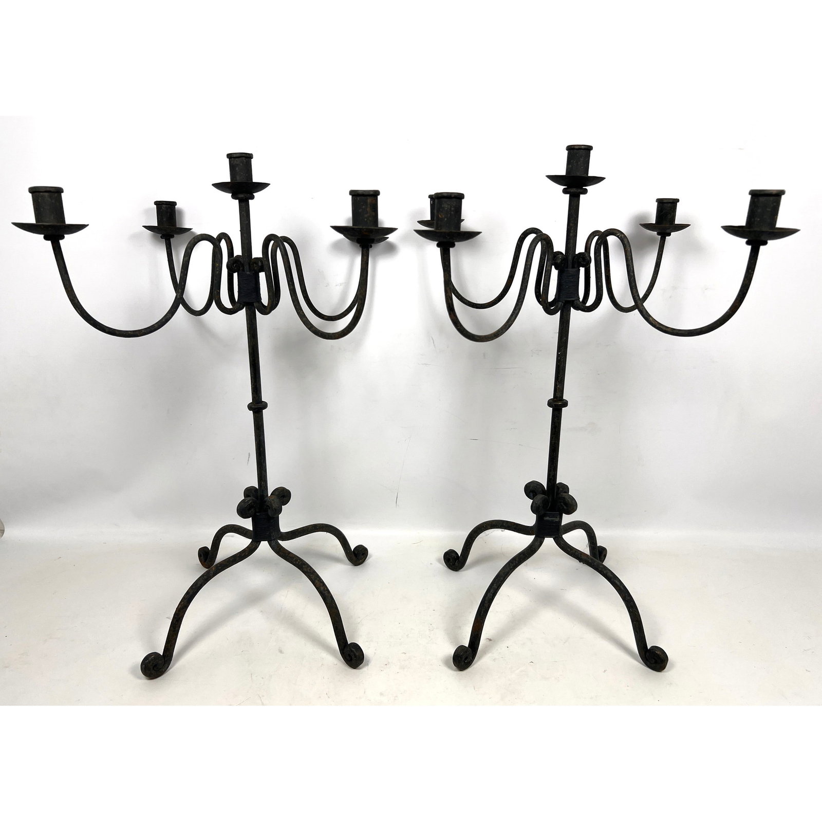Pair wrought Iron Candelabra Candle Stands. (1 of 12)