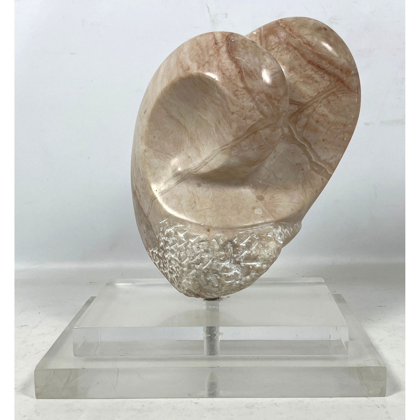 Modernist Abstract Carved Stone Sculpture. Lucite Plinth. Contrasting Polished and Chiseled Finishes (1 of 10)