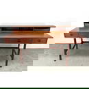 Early Peter Lovig Danish Modern Teak Flip Top Desk, Dated 1970. Side construction comprised of singl