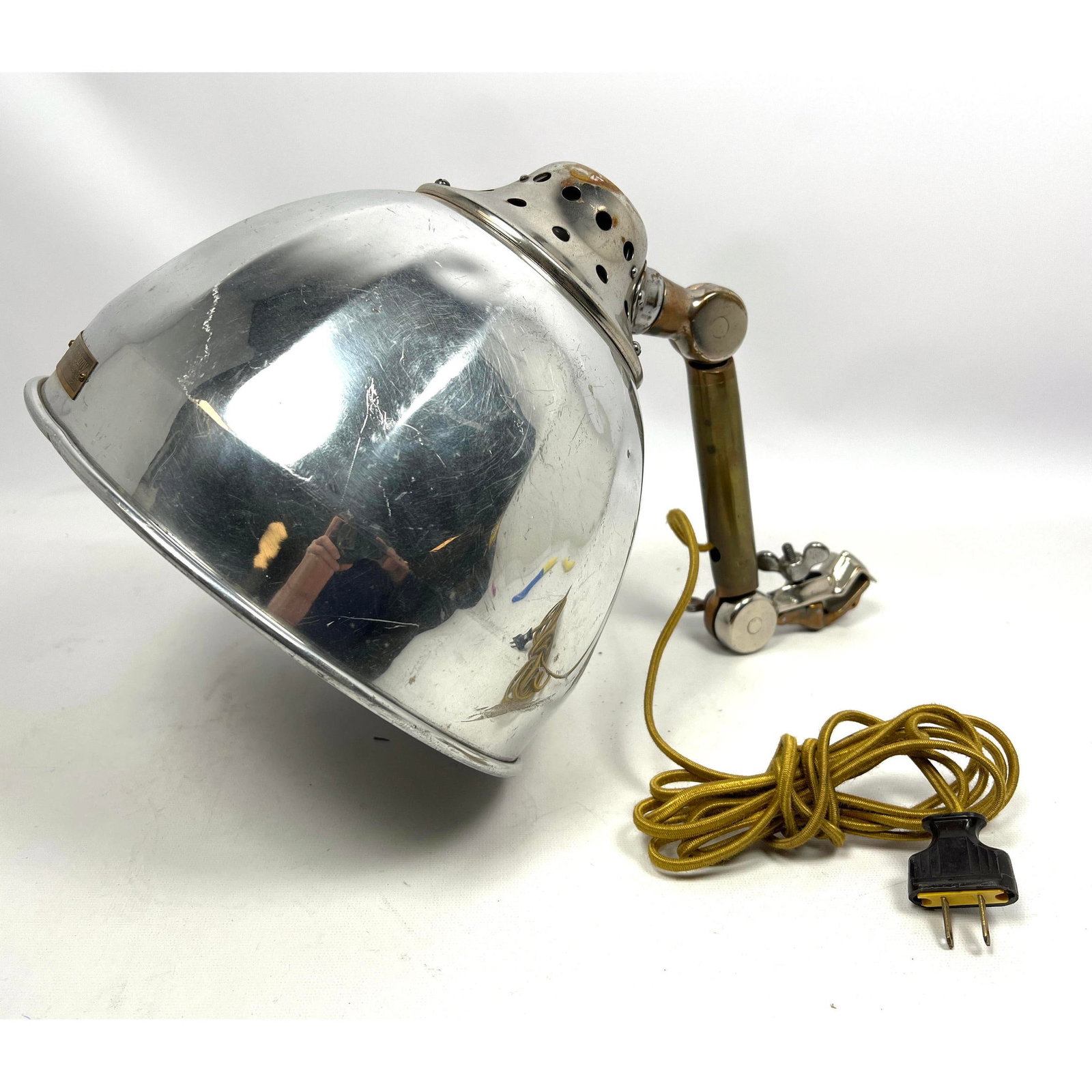 Industrial Medical Lamp Shade. A.S. ALOE Surgical and Hospital Supplies label.: Industrial Medical Lamp Shade. A.S. ALOE Surgical and Hospital Supplies label. Dimensions: Height: 10 inches, Width: 14 inches, Depth: 10 inches. --- - We offer curbside delivery for most items to NYC