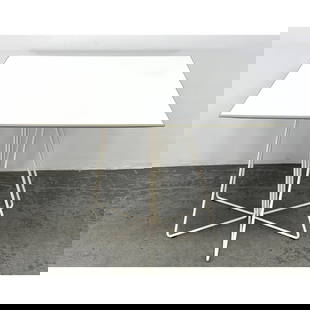Mid Century Modern Massimo and Lella Vignelli Knoll Paperclip Dinette Table: Mid Century Modern Massimo and Lella Vignelli Knoll Paperclip Dinette Table Dimensions: Height: 28 inches, Width: 36 inches, Depth: 36 inches. --- - We offer curbside delivery for most items to NYC, M
