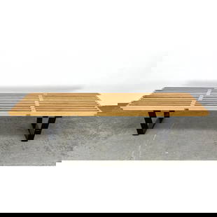 George Nelson Style Slat Bench Coffee Table.: George Nelson Style Slat Bench Coffee Table. Dimensions: Height: 14.5 inches, Width: 71 inches, Depth: 18.5 inches. --- - We offer curbside delivery for most items to NYC, Manhattan, Close Brooklyn, H