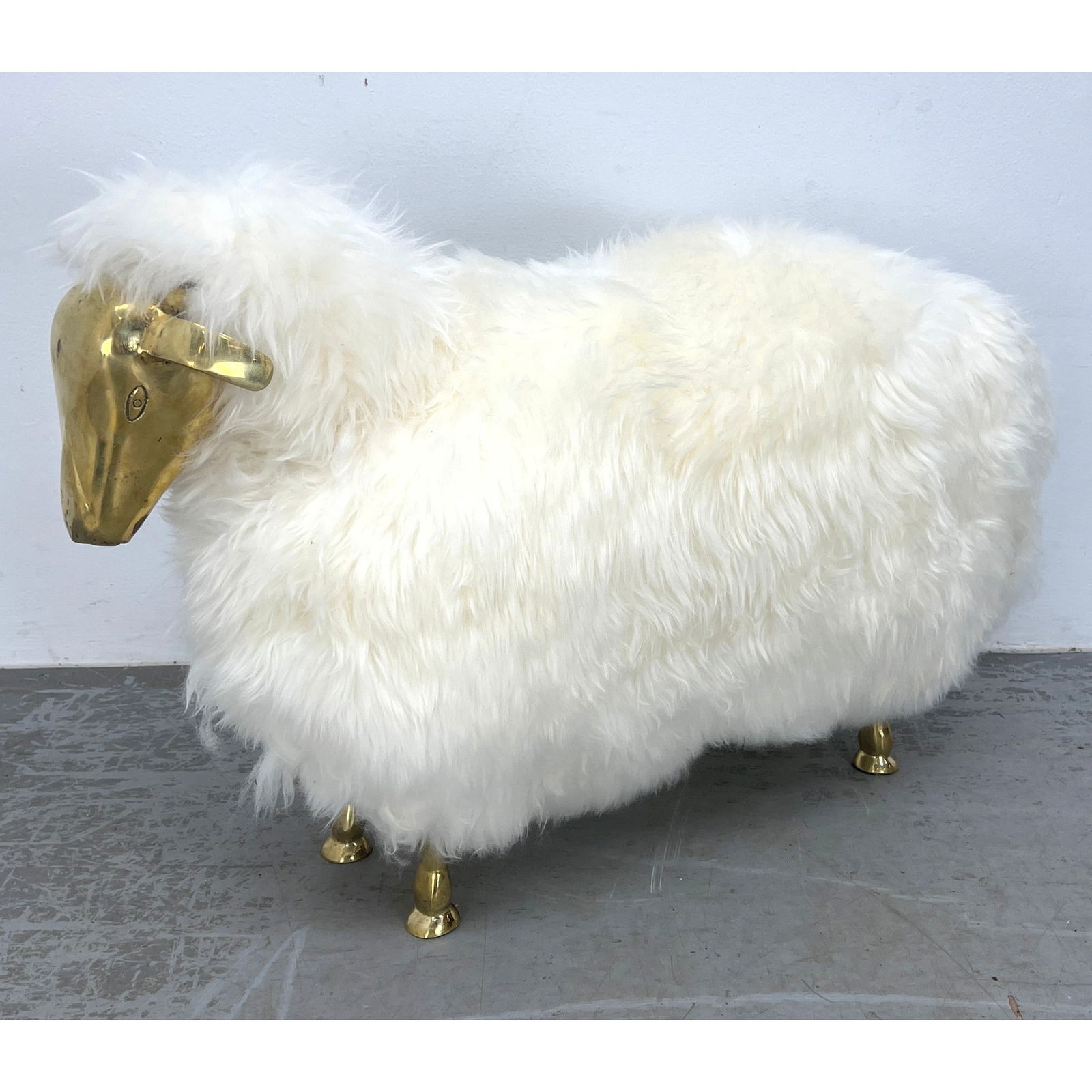 Francois-Xavier Lalanne Style Sheep Sculpture. Fur With Brass Head And Legs (1 of 12)