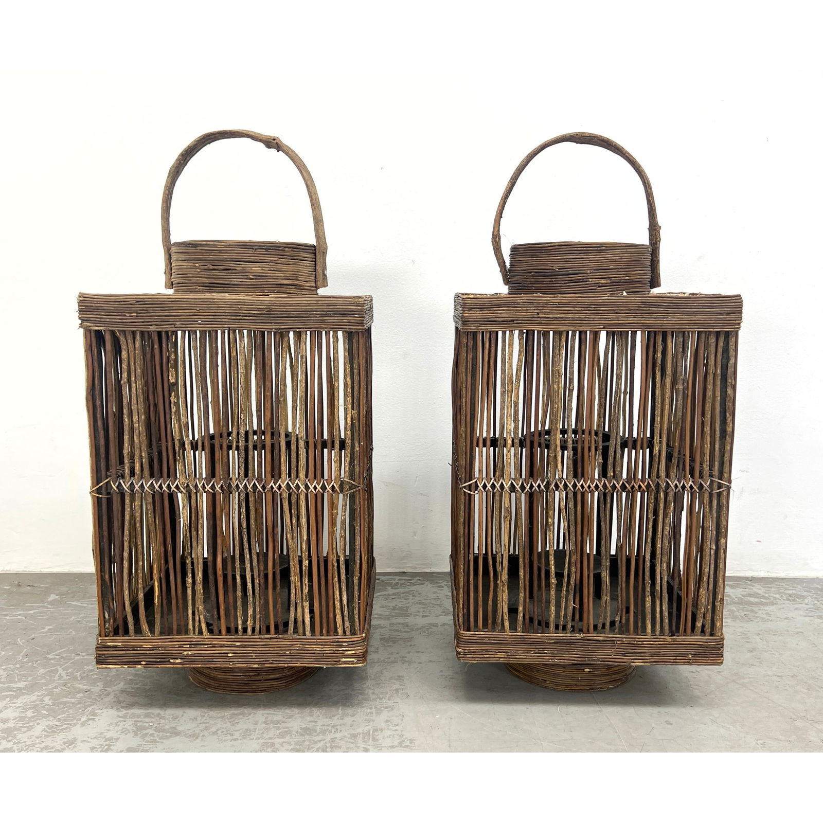 2 Large Asian Style Rattan Lantern Boxes. Reed sticks. (1 of 15)