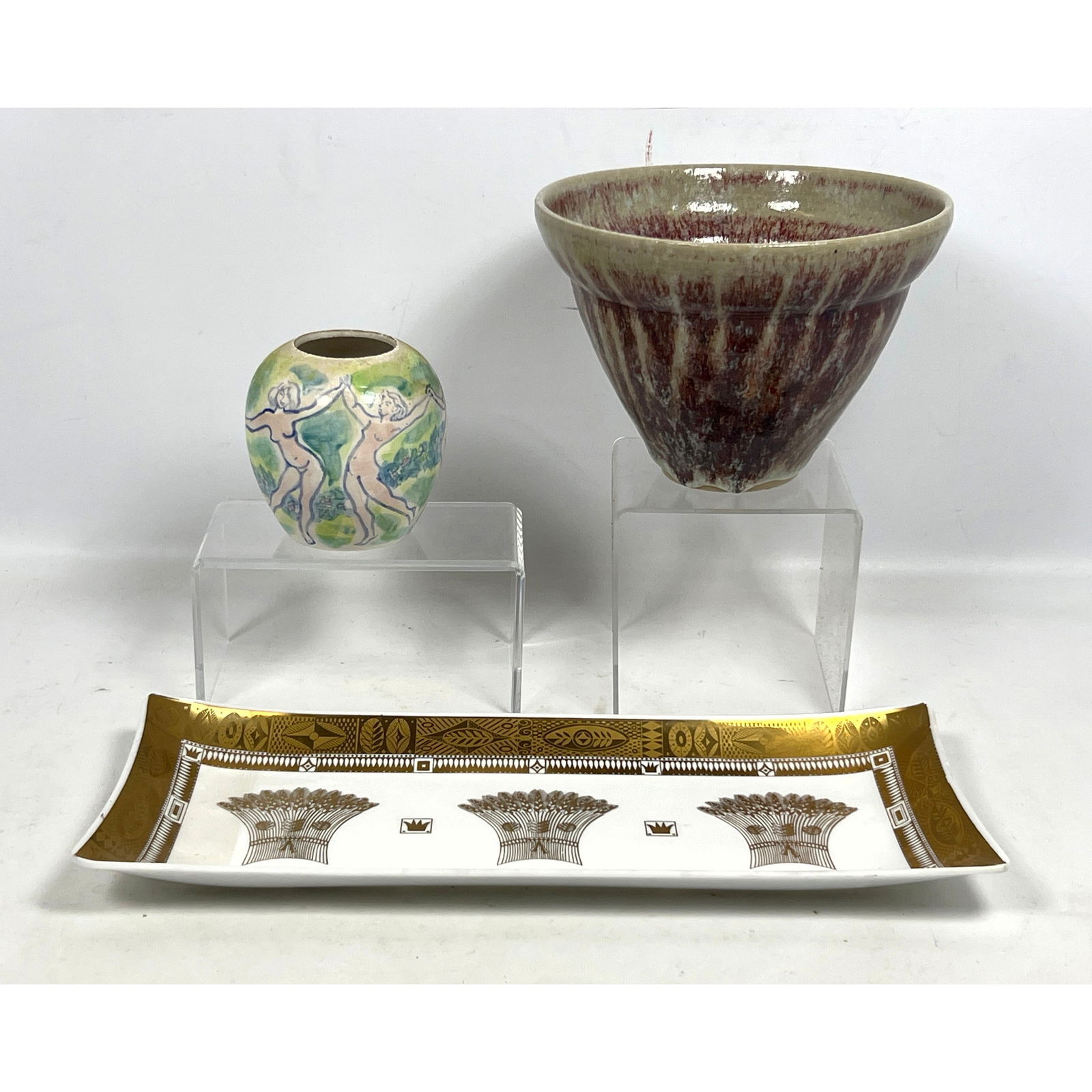 Mixed Lot. McCarthy 67 small pot, Briard tray, Signed art pottery bowl. Rudy Stafel, Georges Briard (1 of 14)