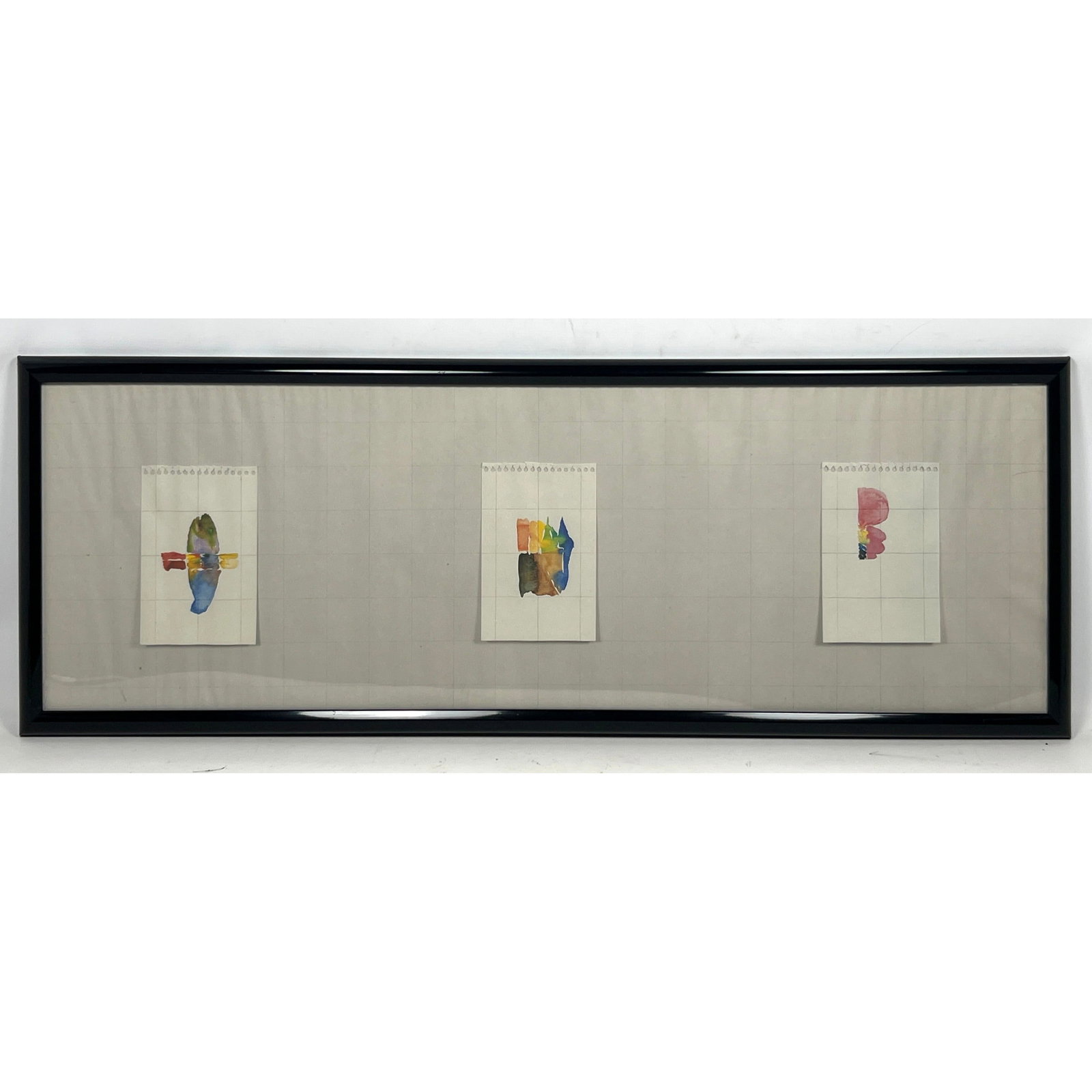 Richard Tuttle. Offset lithographs. 3 framed together to look like ring binder sheets. Unmarked (1 of 7)
