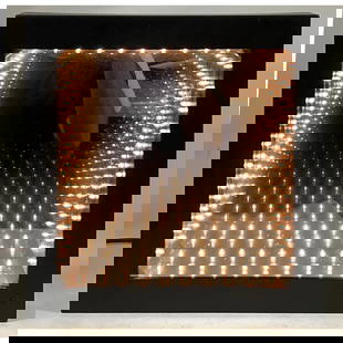 CAN YOU IMAGINE Infinity Light Mirror Box. Cool Wall Hanging Light. Marked.: CAN YOU IMAGINE Infinity Light Mirror Box. Cool Wall Hanging Light. Marked. Dimensions: Height: 16 inches, Width: 16 inches, Depth: 3.5 inches. --- US Packing and Shipping charge: In house shipping av